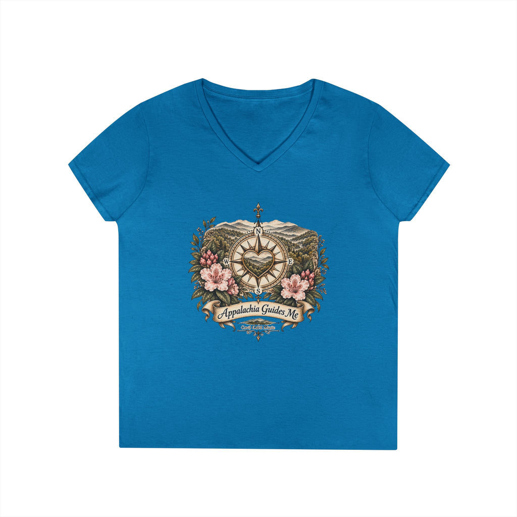 Appalachian Guide Floral Compass V-Neck Tee
