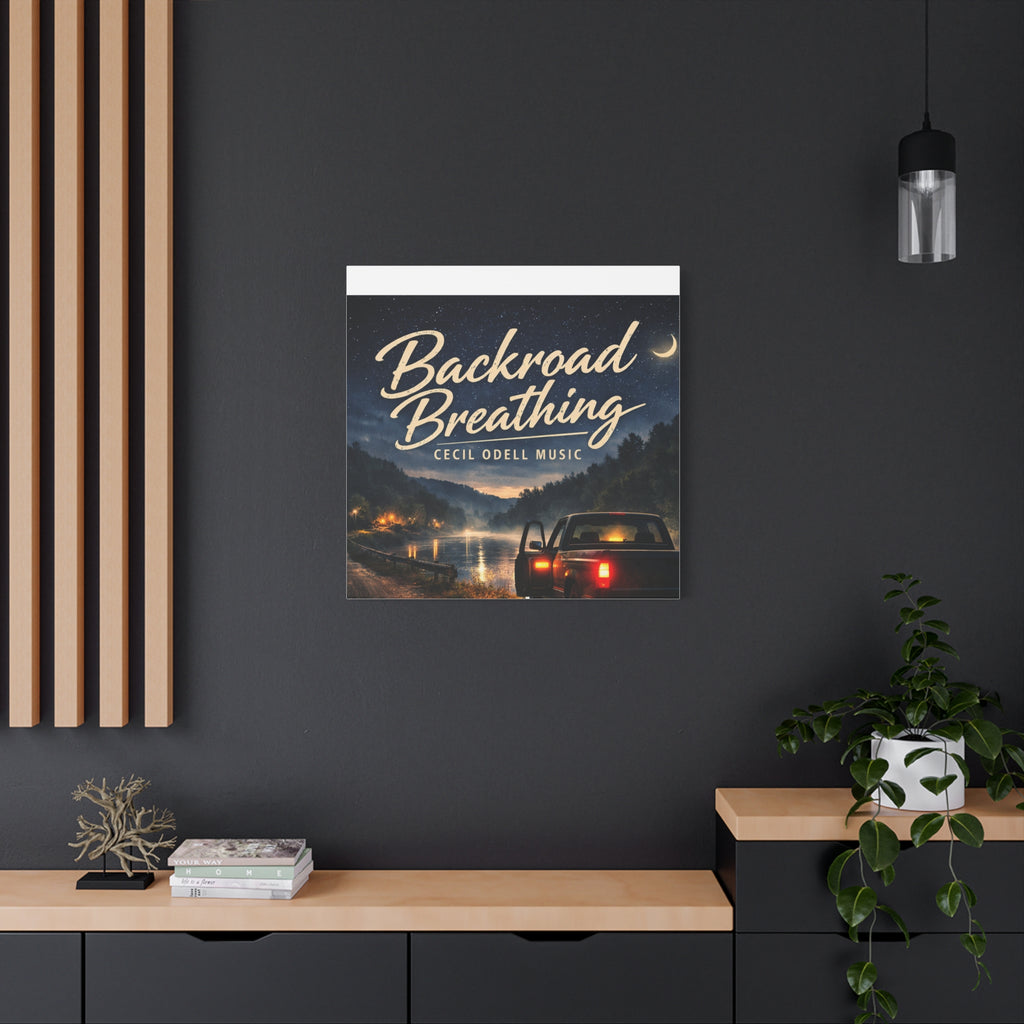 Backroad Breathing Matte Canvas Wall Art: Night Truck Landscape Music Print