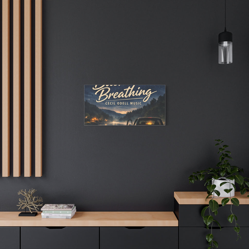Backroad Breathing Matte Canvas Wall Art: Night Truck Landscape Music Print