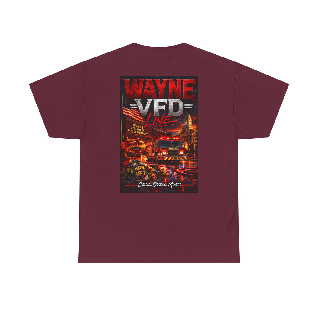 Wayne VFD Line Graphic Tee: Retro Firefighter Poster Shirt