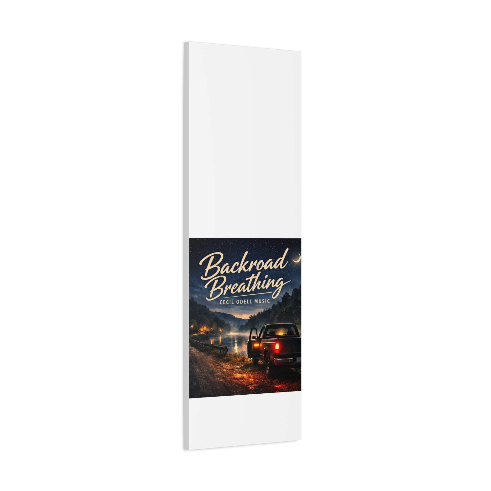 Backroad Breathing Matte Canvas Wall Art: Night Truck Landscape Music Print