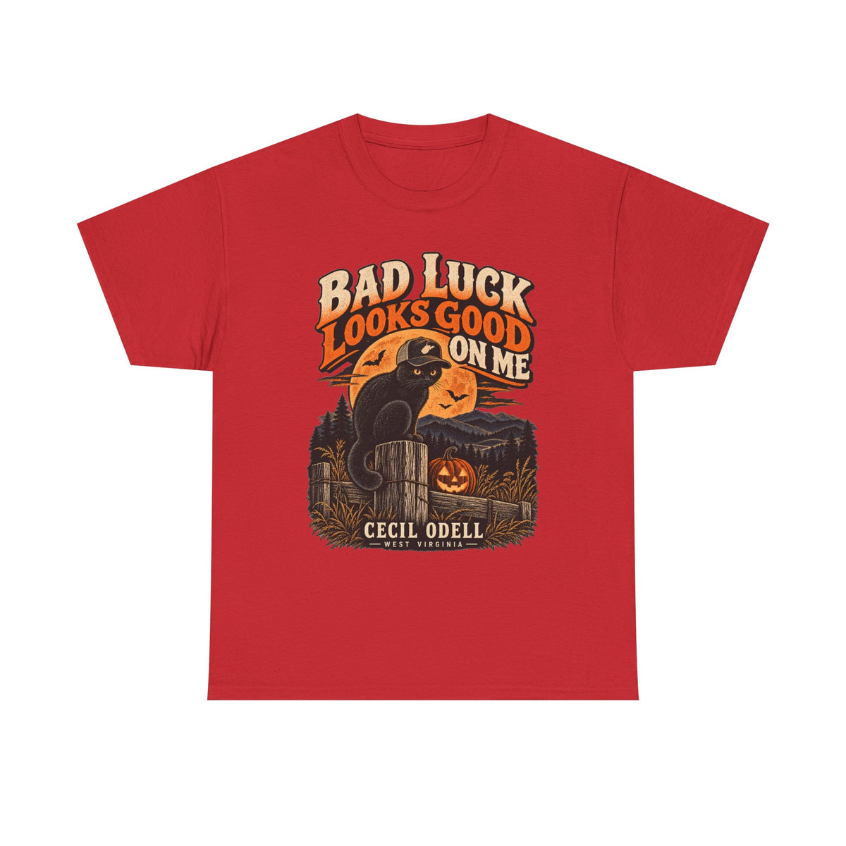 Bad Luck Looks Good on Me Halloween Tee | Cecil Odell