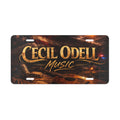 Cecil Odell Music Metal Vanity Plate: Vintage Americana Guitar & Mic License Tag