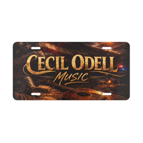 Cecil Odell Music Vintage Americana Guitar and Microphone Vanity Plate