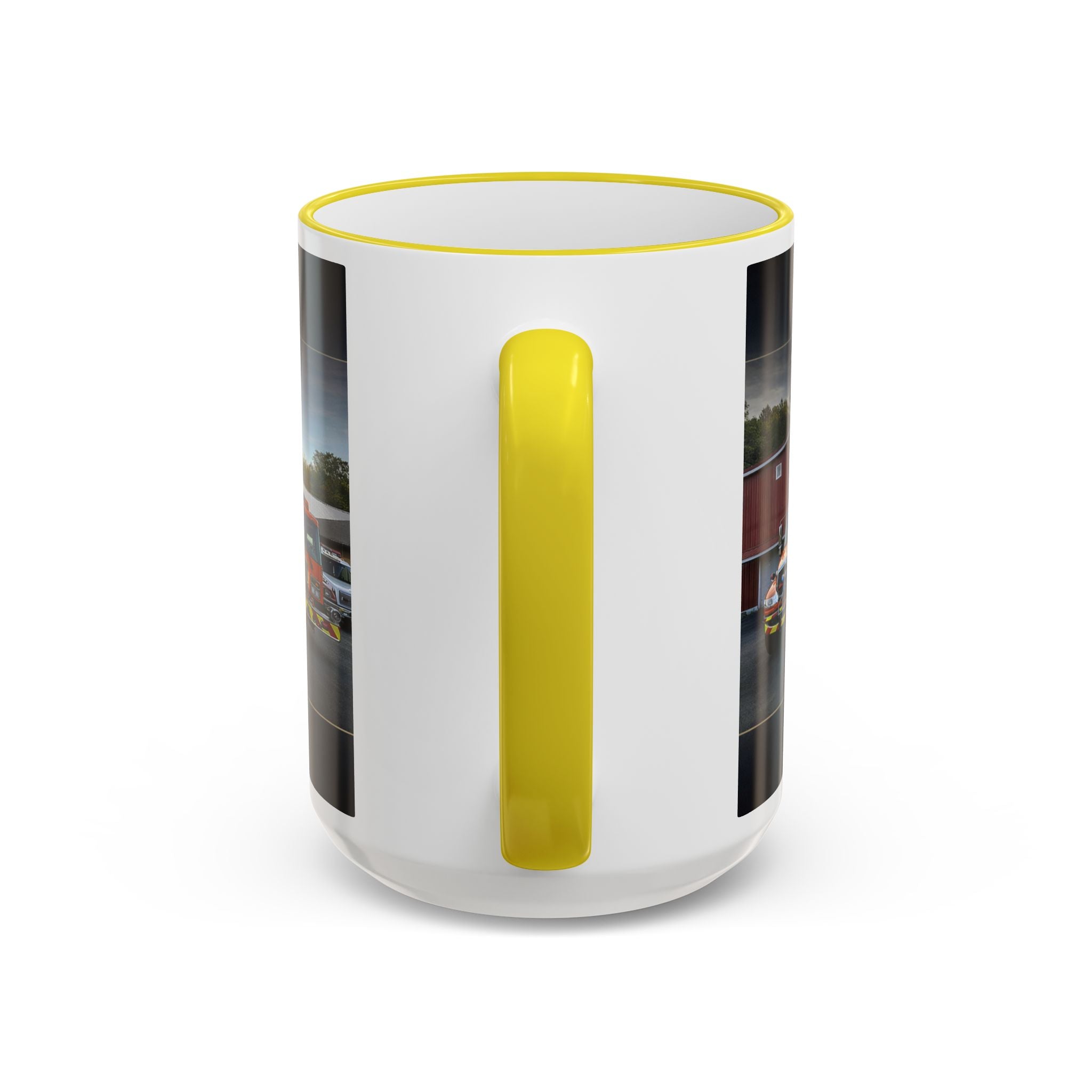 Fire Truck Photo Accent Rim Mug: "Cecil Odell Music" Volunteer Fire Department Tribute (11oz/15oz)