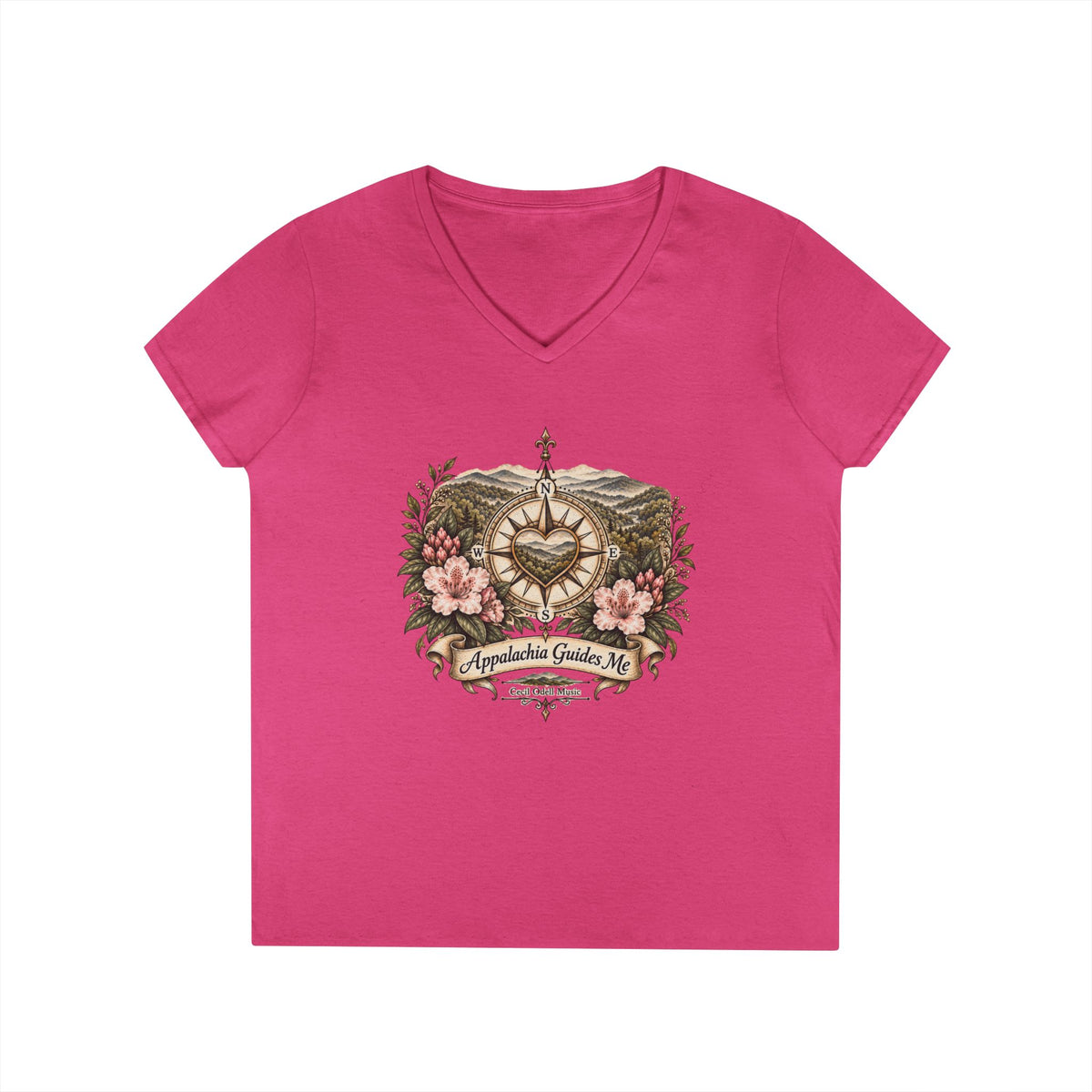 Appalachian Guide Floral Compass V-Neck Tee