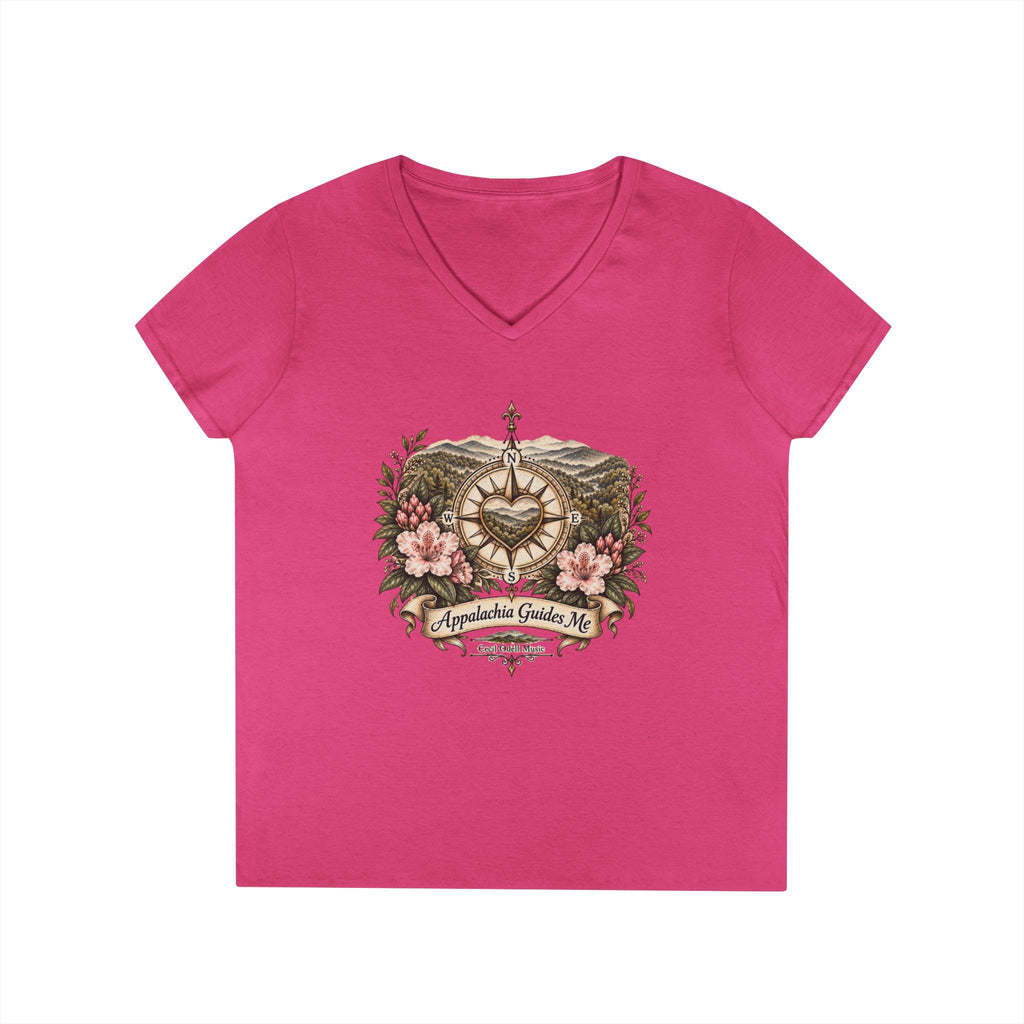 Appalachian Guide Floral Compass V-Neck Tee