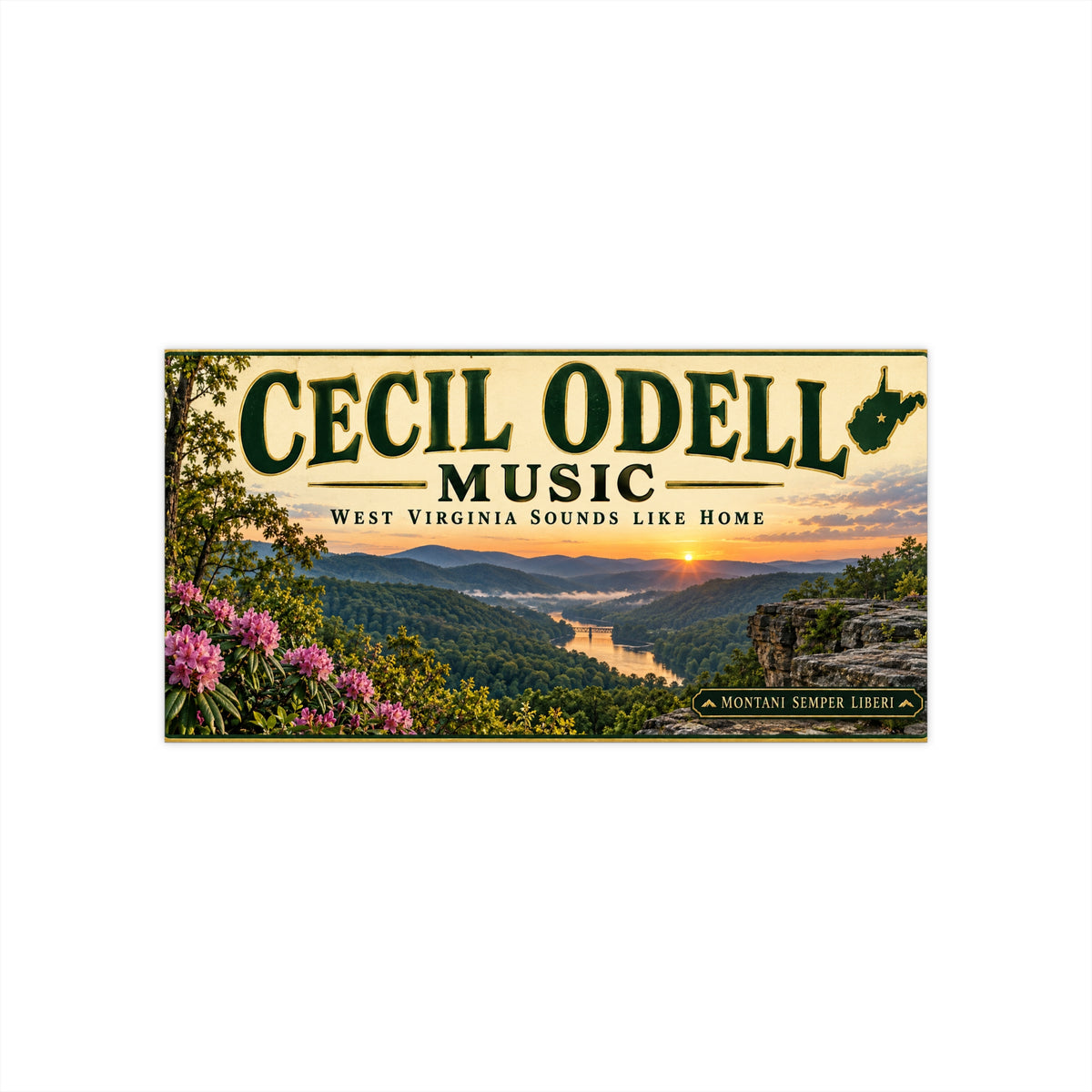 Cecil Odell Music Bumper Sticker — "West Virginia Sounds Like Home" Scenic Decal