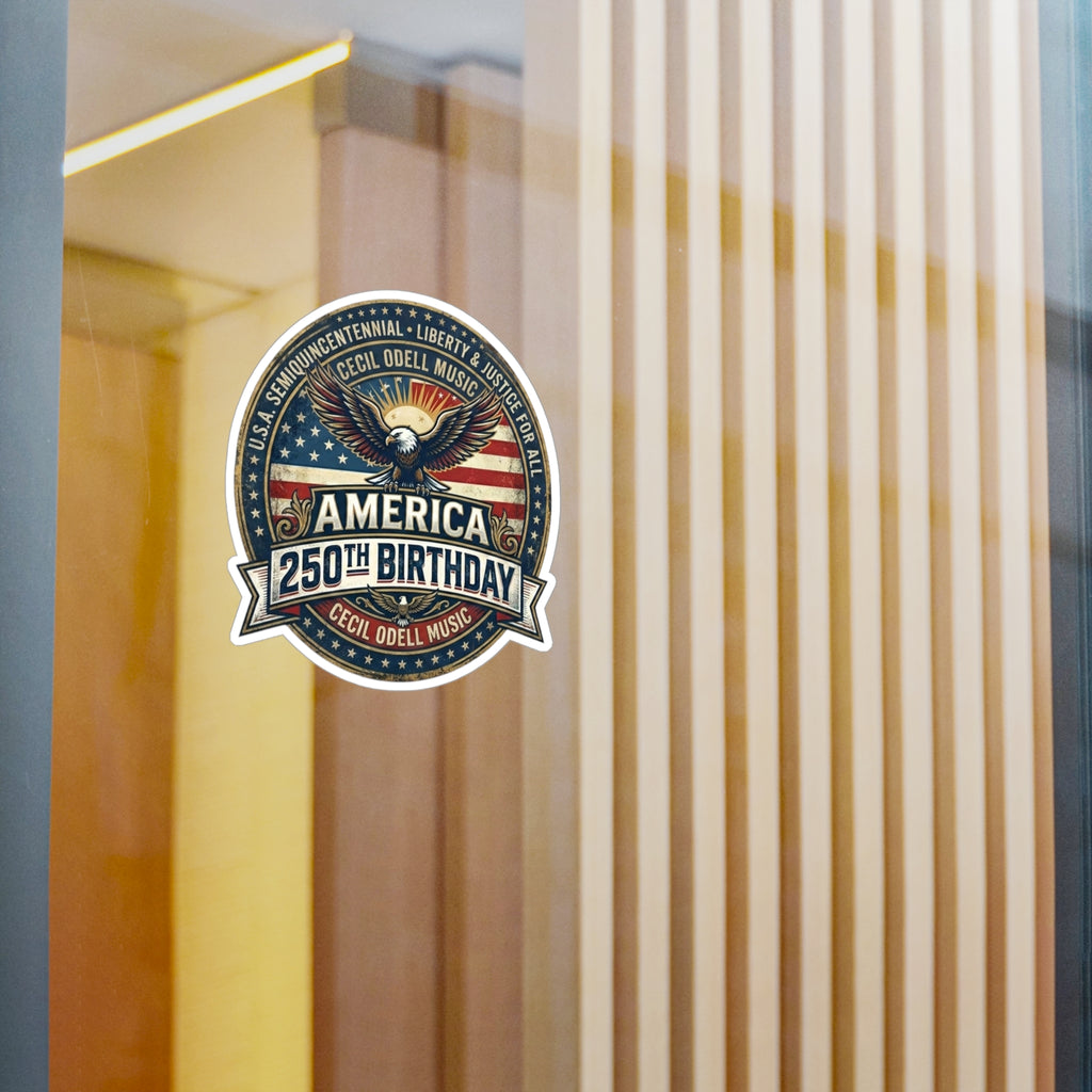 America 250th Birthday Kiss-Cut Vinyl Sticker: Patriotic Eagle Emblem