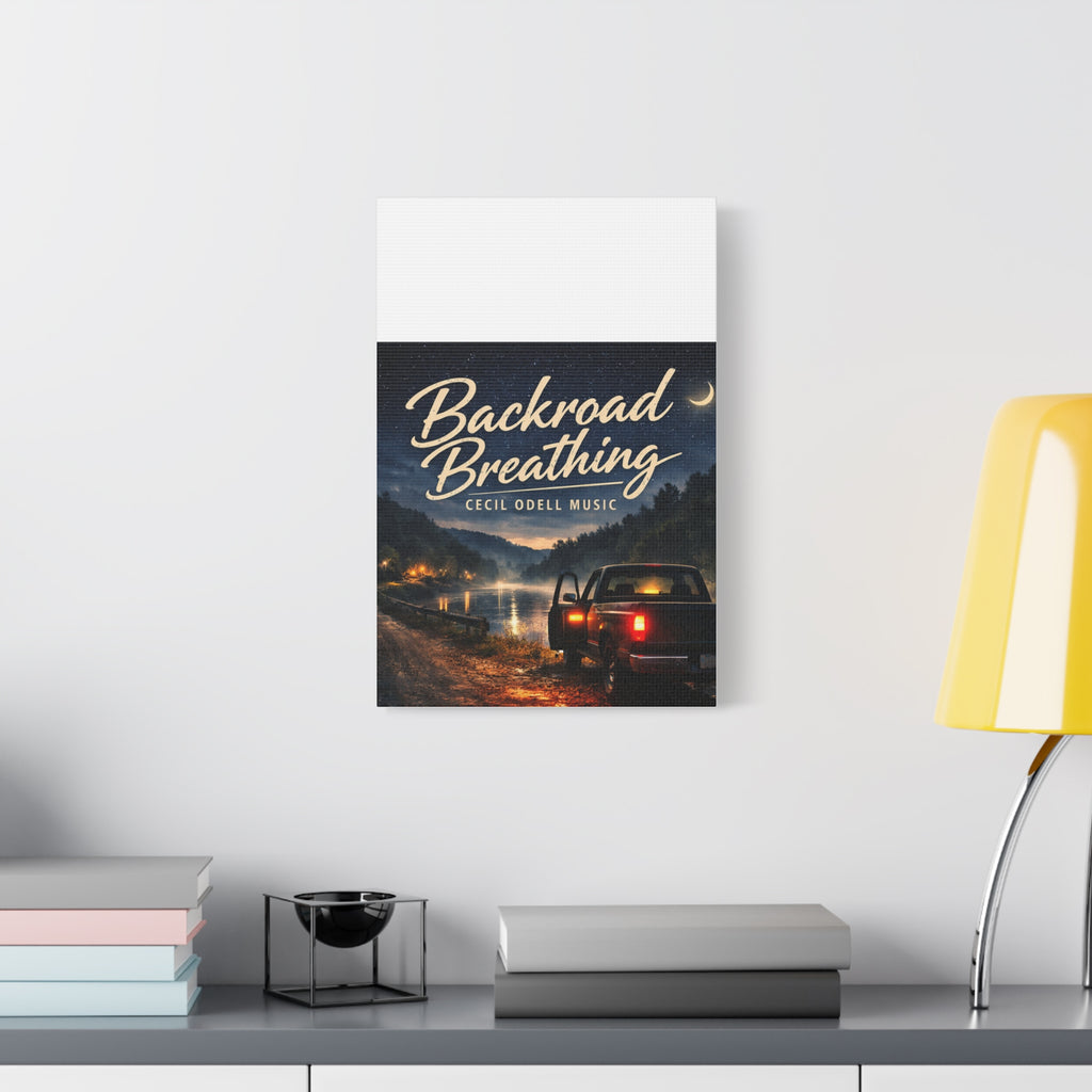 Backroad Breathing Matte Canvas Wall Art: Night Truck Landscape Music Print