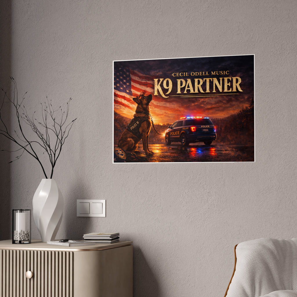 K9 Partner Gloss Poster: Patriotic Police K9 Tribute Wall Art