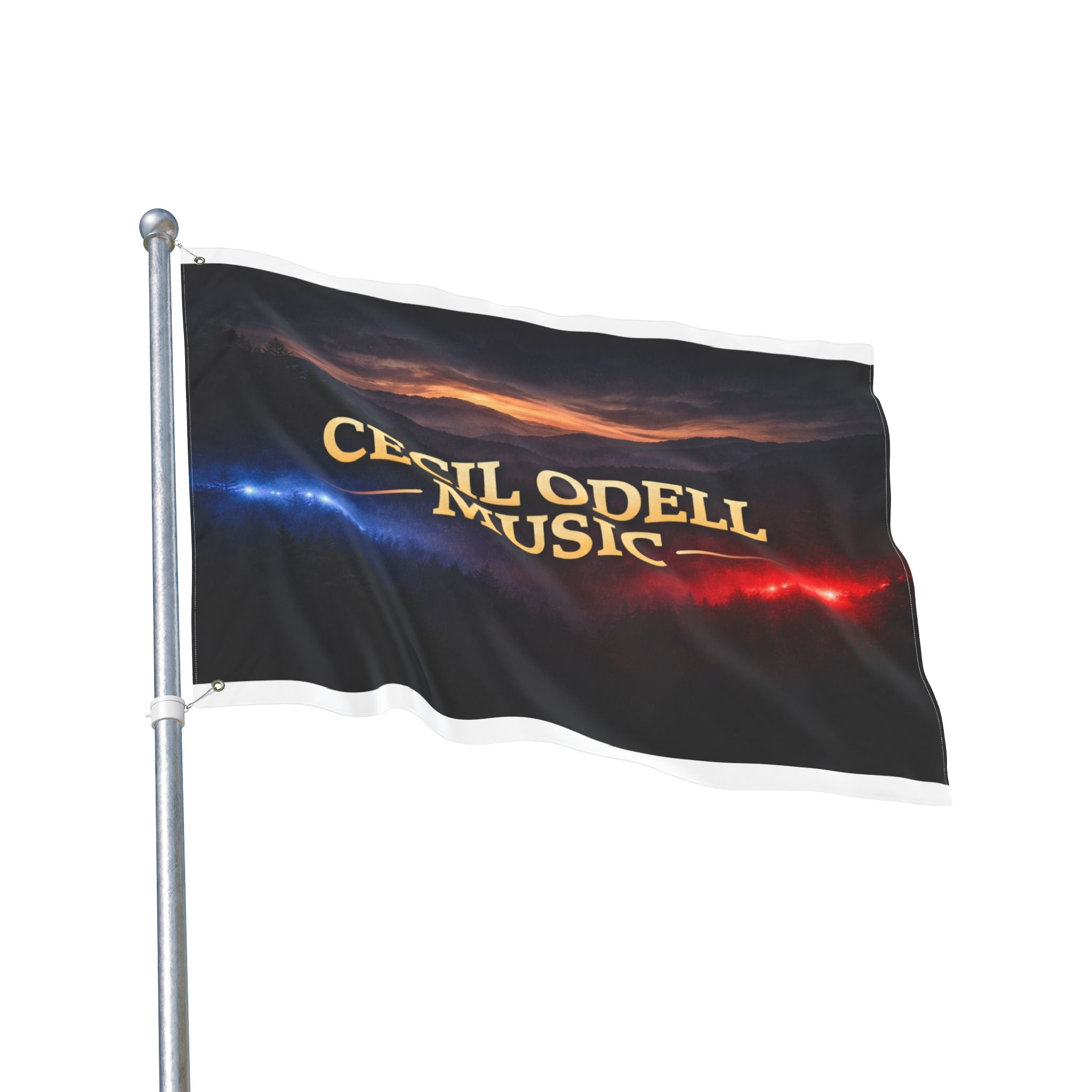 Cecil Odell Music Double-Sided Flag: Sunset Stage Logo Banner for Musicians & Fans