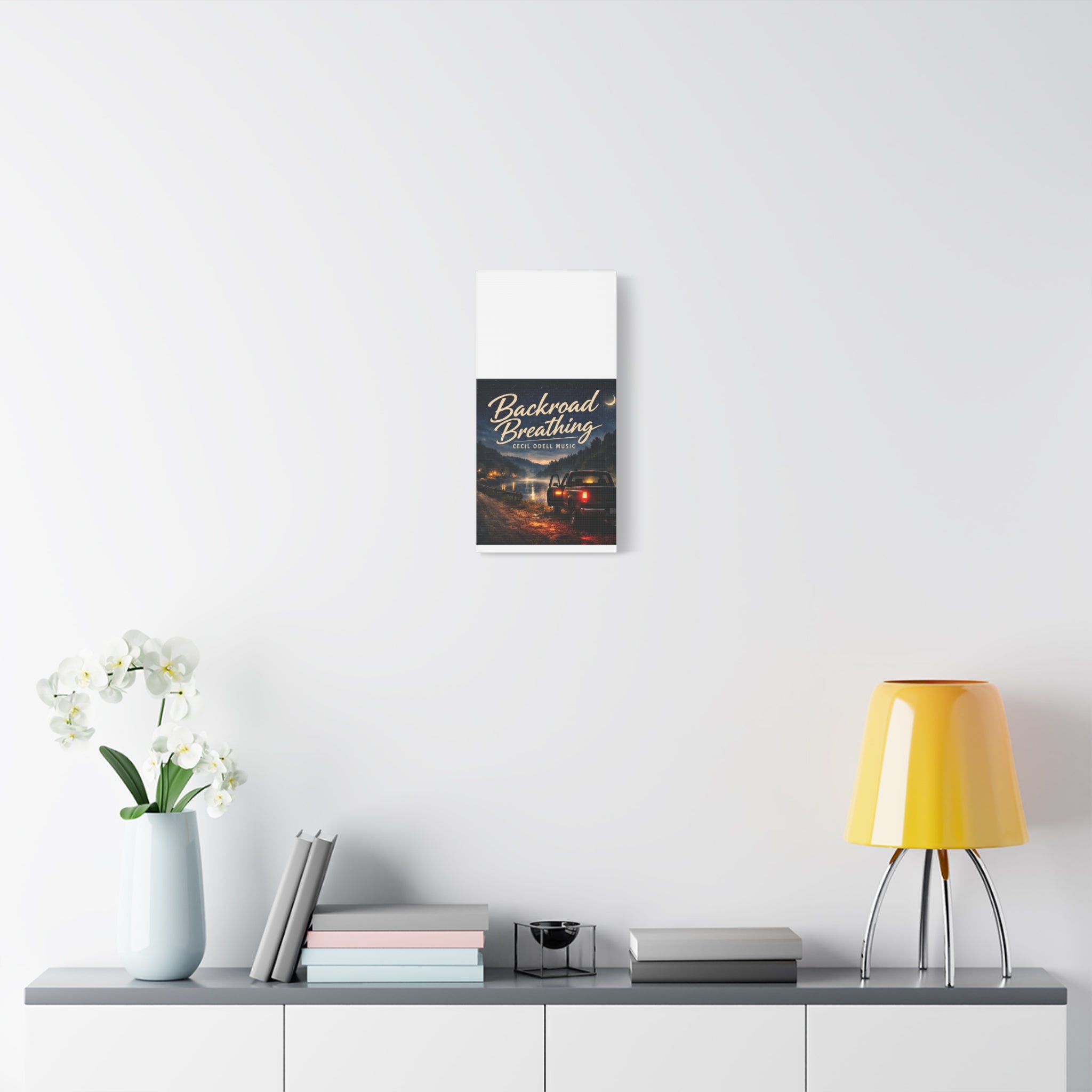 Backroad Breathing Matte Canvas Wall Art: Night Truck Landscape Music Print