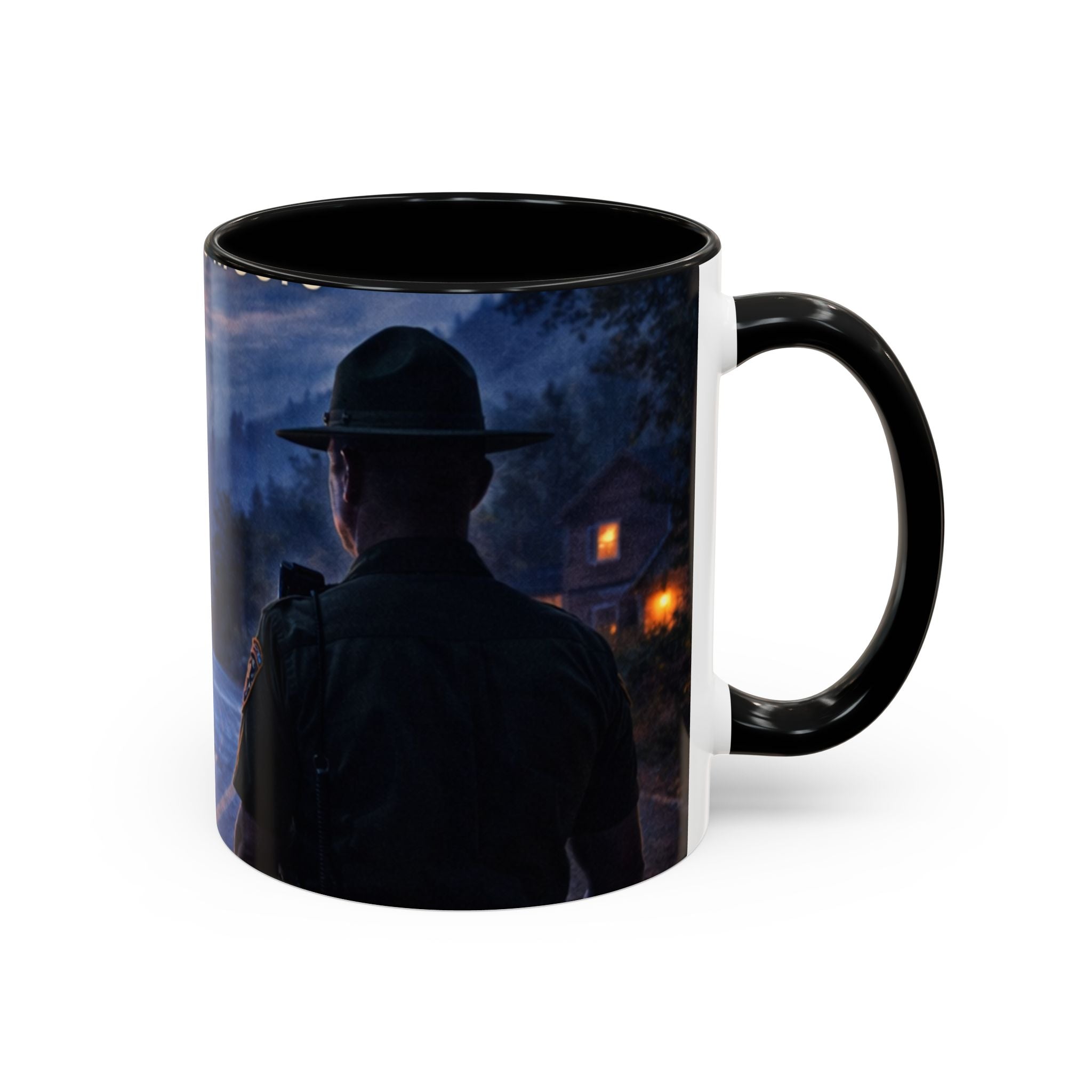 Trooper Night Patrol Coffee Mug: Rustic Western Lawman Scene (11/15oz)