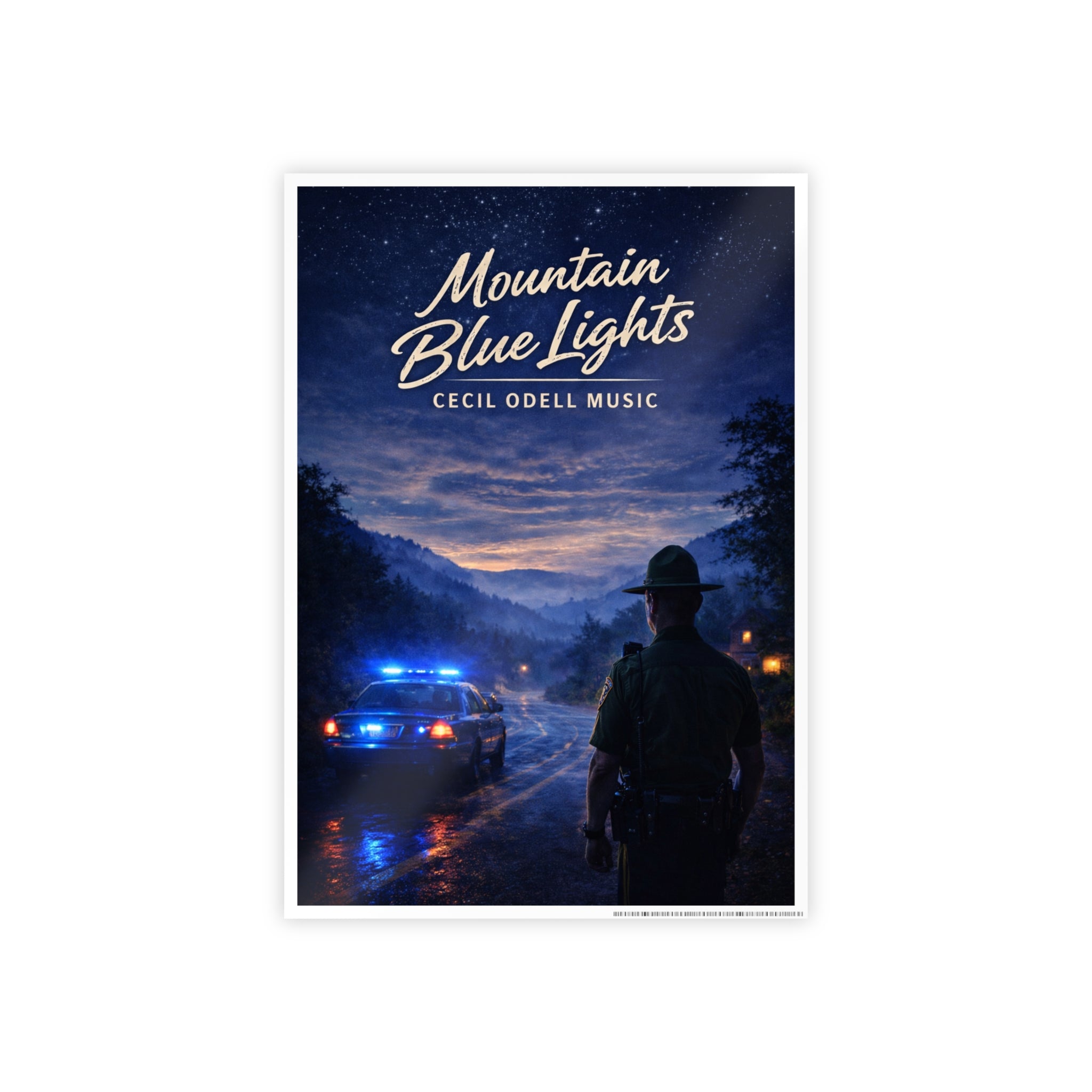 Poster: "Mountain Blue Lights" Movie-Style Gloss Art Print