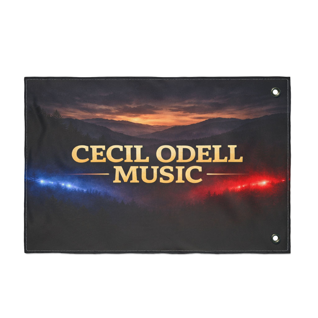 Cecil Odell Music Double-Sided Flag: Sunset Stage Logo Banner for Musicians & Fans