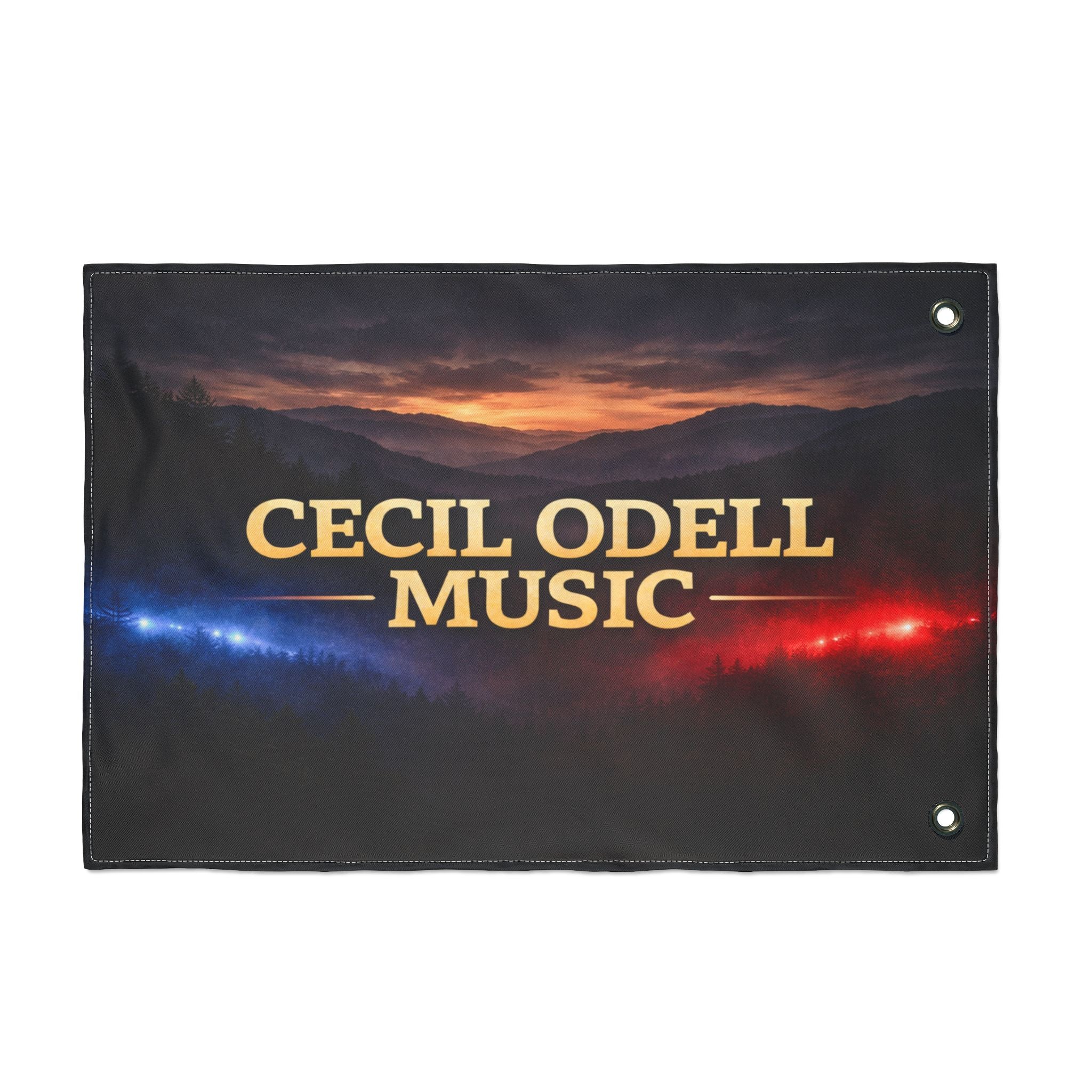 Cecil Odell Music Double-Sided Flag: Sunset Stage Logo Banner for Musicians & Fans