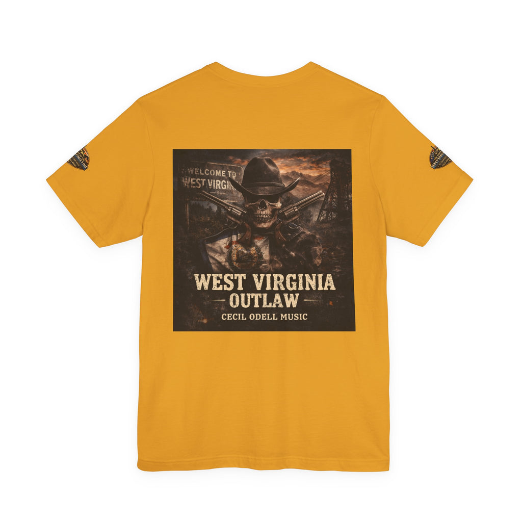 West Virginia Outlaw T-Shirt: Rustic Skull & Guns Country Graphic Tee