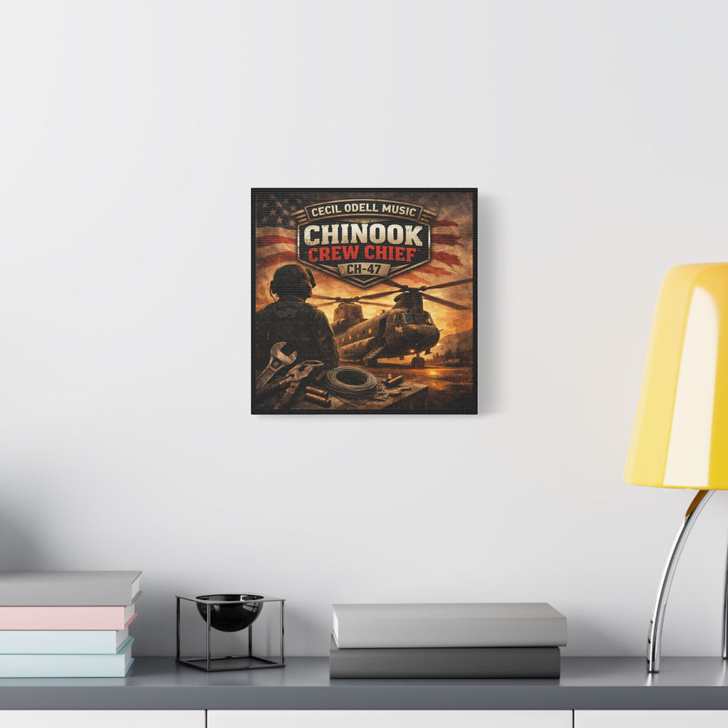 Chinook Crew Chief CH-47 Satin Stretched Canvas Wall Art
