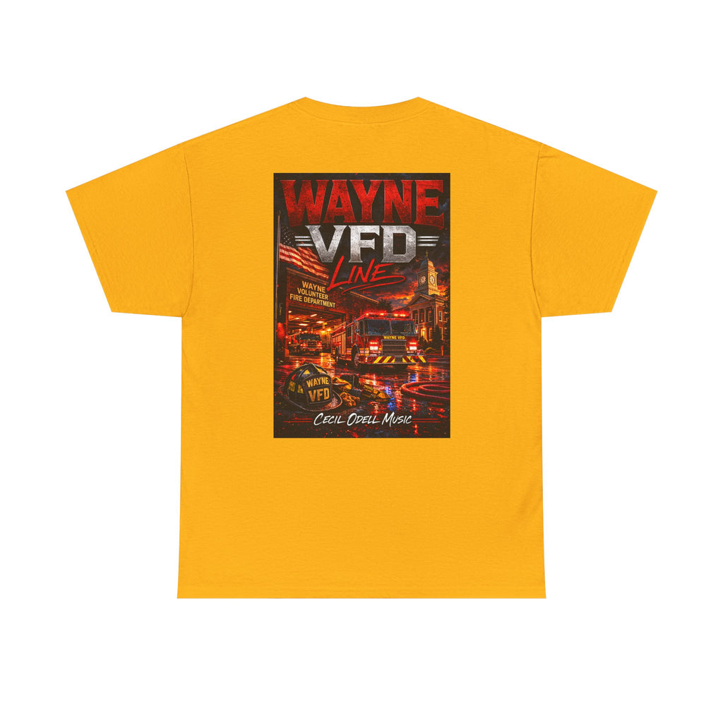 Wayne VFD Line Graphic Tee: Retro Firefighter Poster Shirt