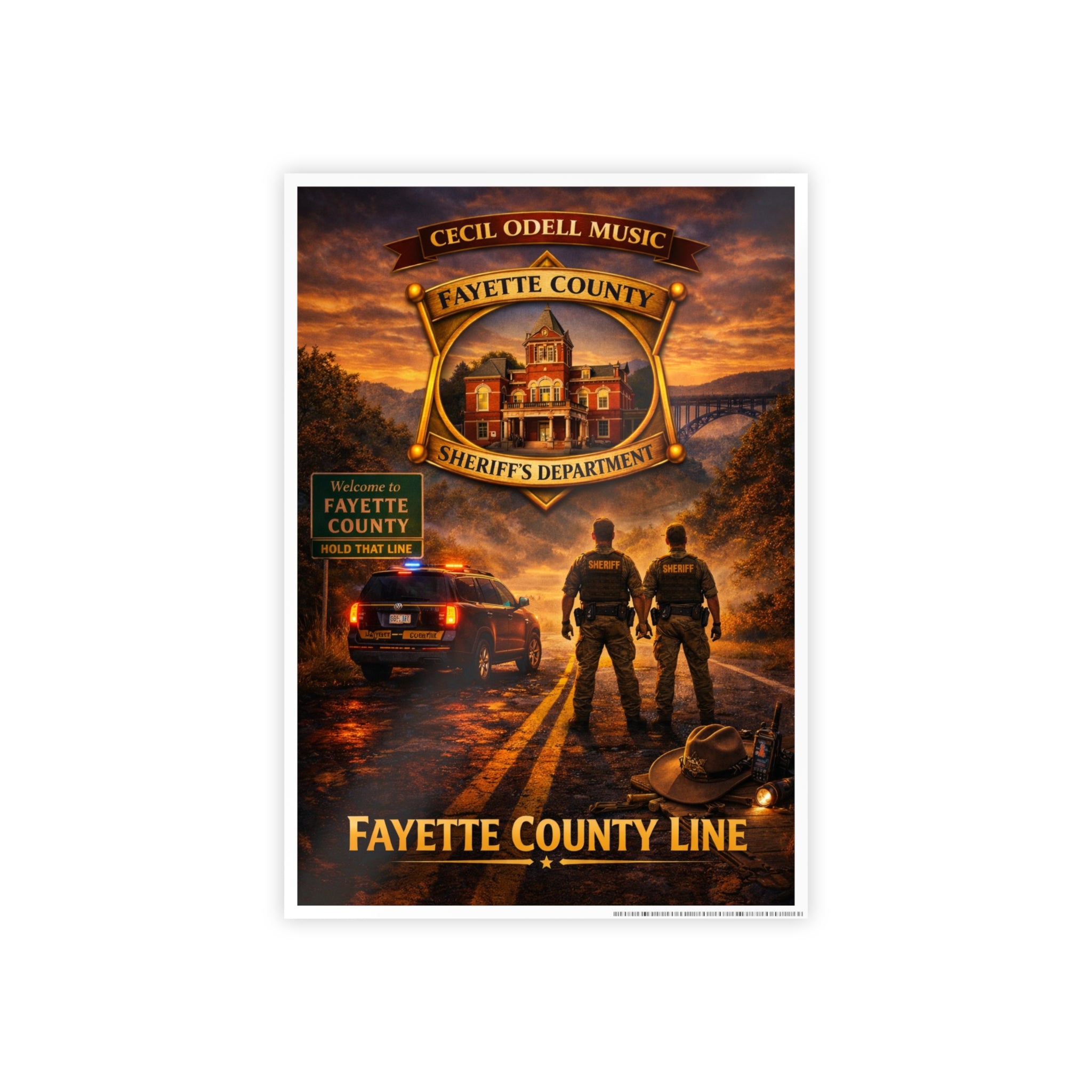 Fayette County Line Sheriff Poster: Gloss Police Badge Wall Art