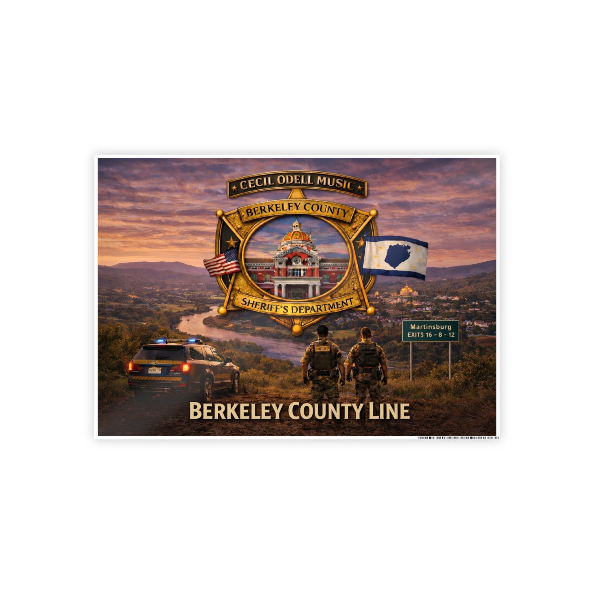 Berkeley County Line Gloss Poster — Sheriff’s Department Badge Scenic Tribute