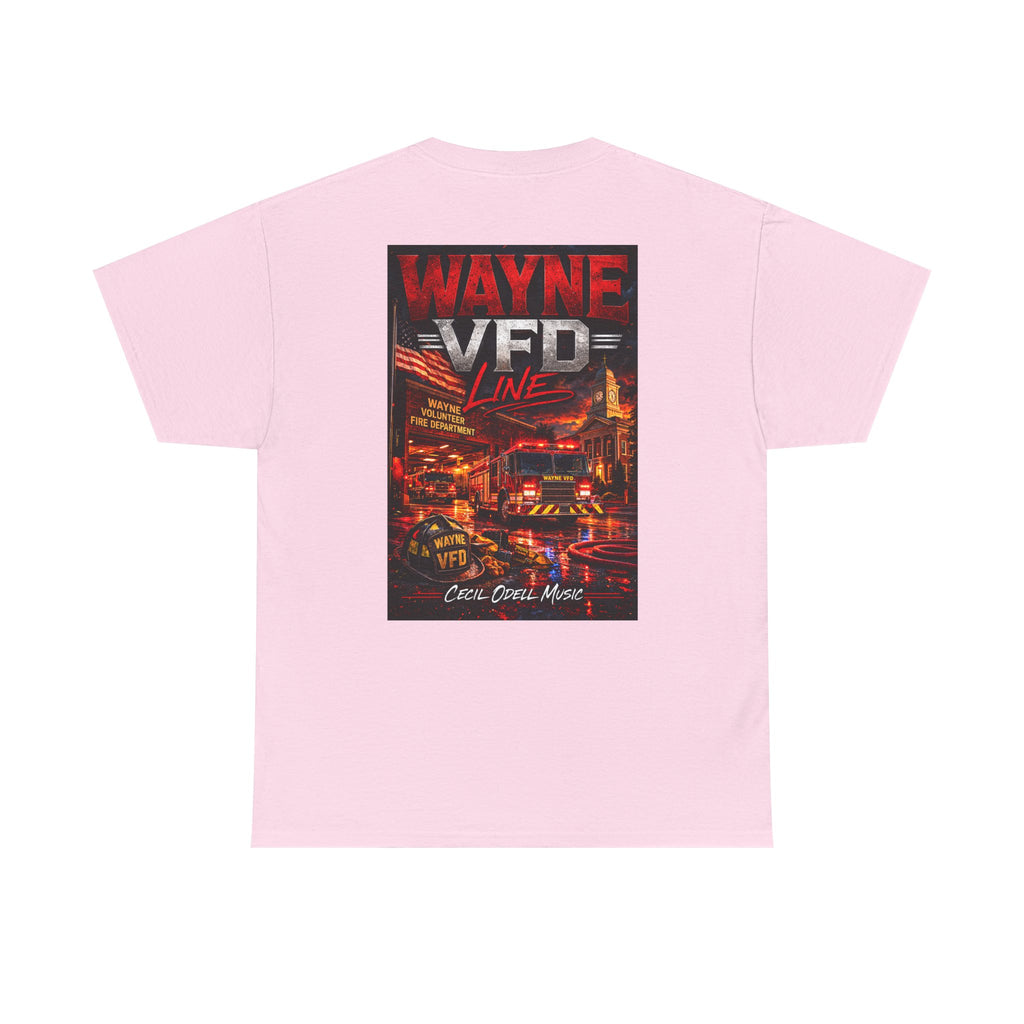 Wayne VFD Line Graphic Tee: Retro Firefighter Poster Shirt