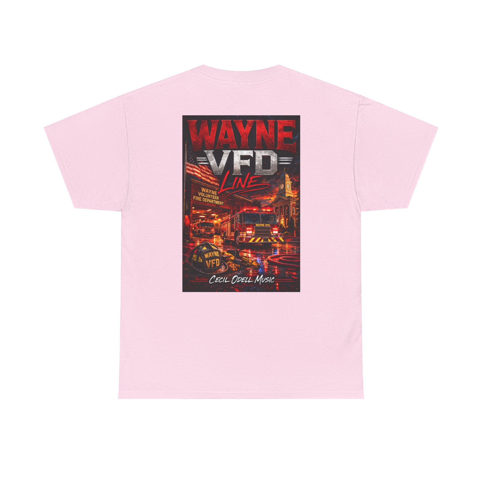 Wayne VFD Line Graphic Tee: Retro Firefighter Poster Shirt