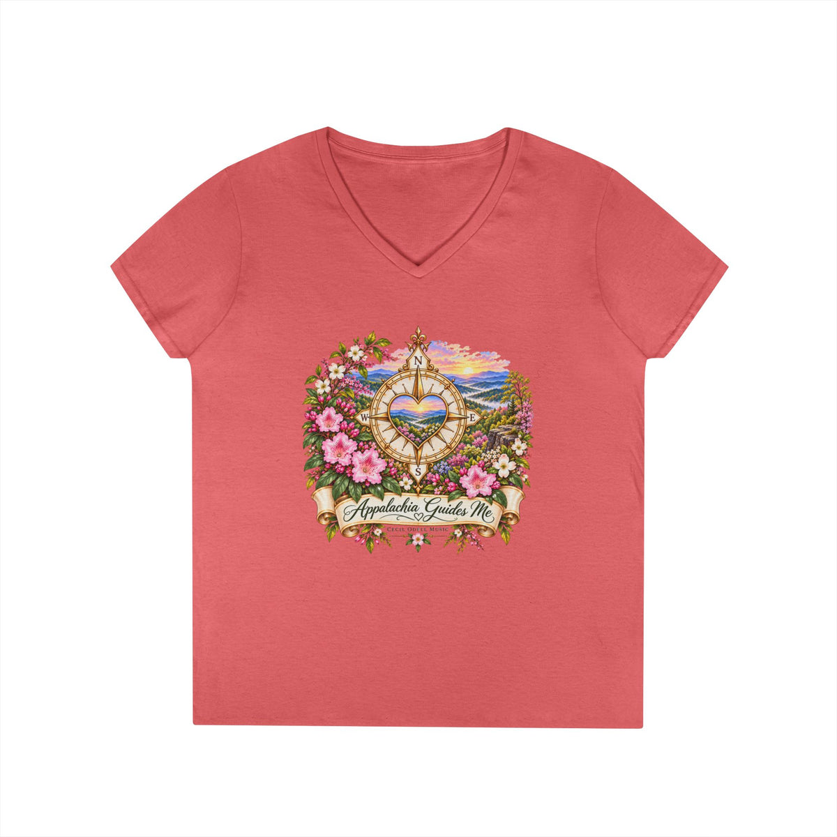 Appalachia Guides Me Floral - Ladies' V-Neck T-Shirt
