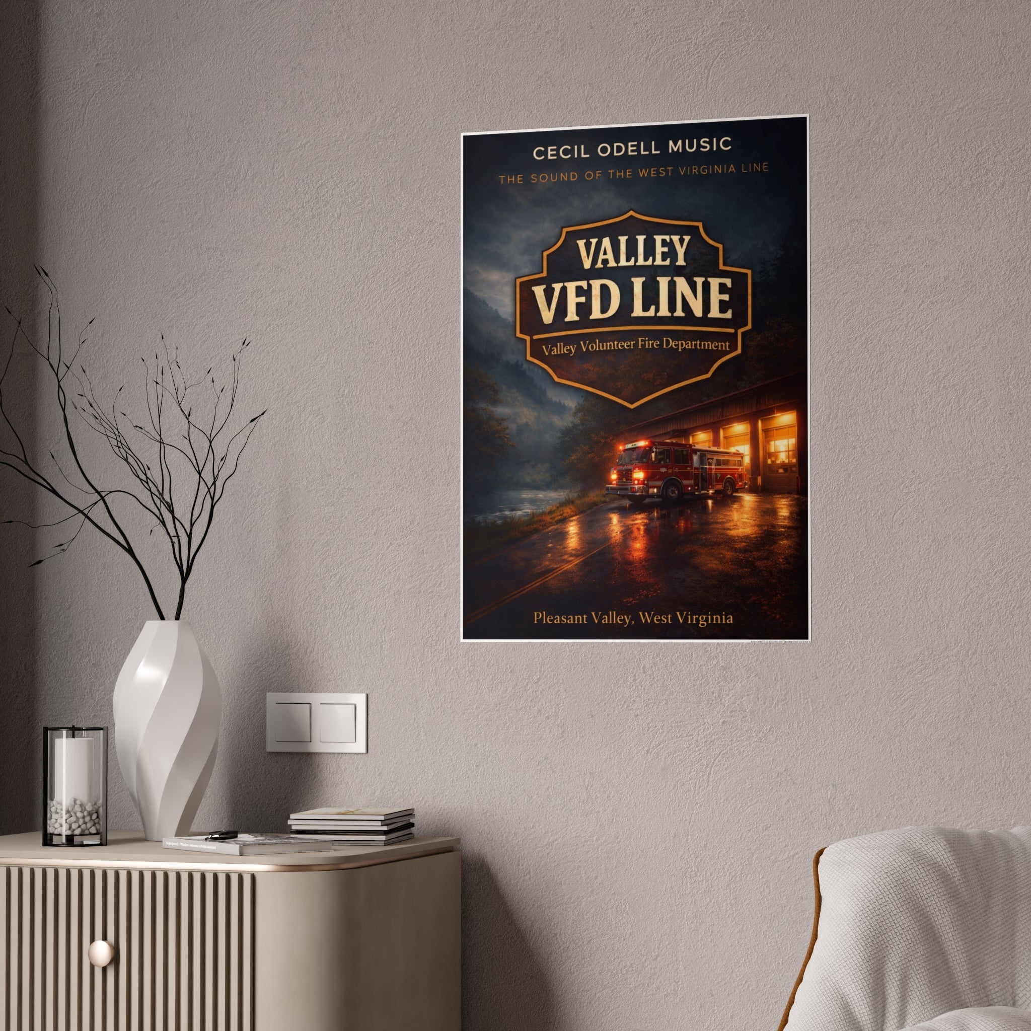 Valley VFD Line Gloss Poster: Valley Volunteer Fire Department Print (Pleasant Valley, West Virginia)