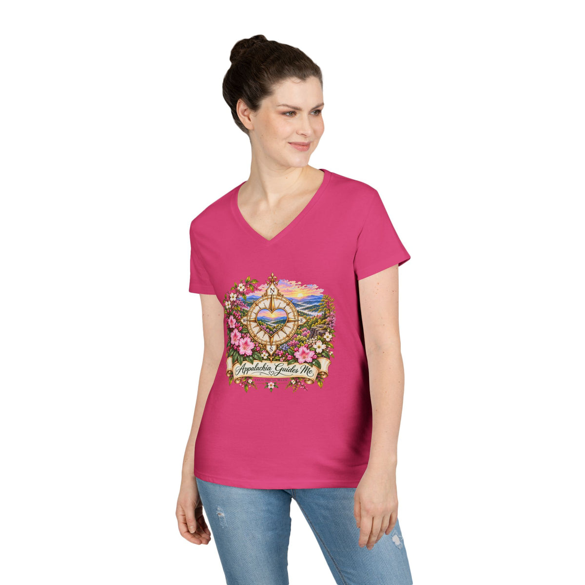 Appalachia Guides Me Floral - Ladies' V-Neck T-Shirt