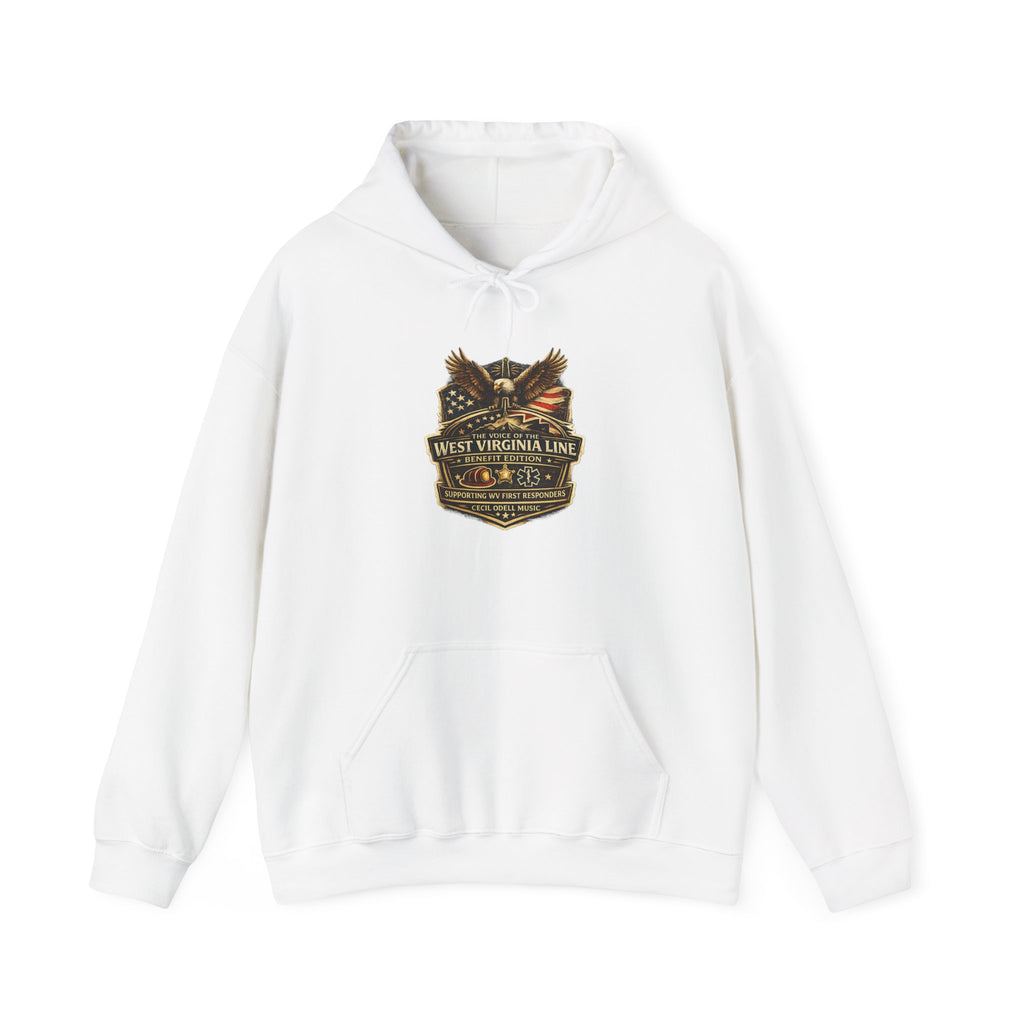 West Virginia Dispatch Hoodie: Retro Neon State Map & Eagle Graphic