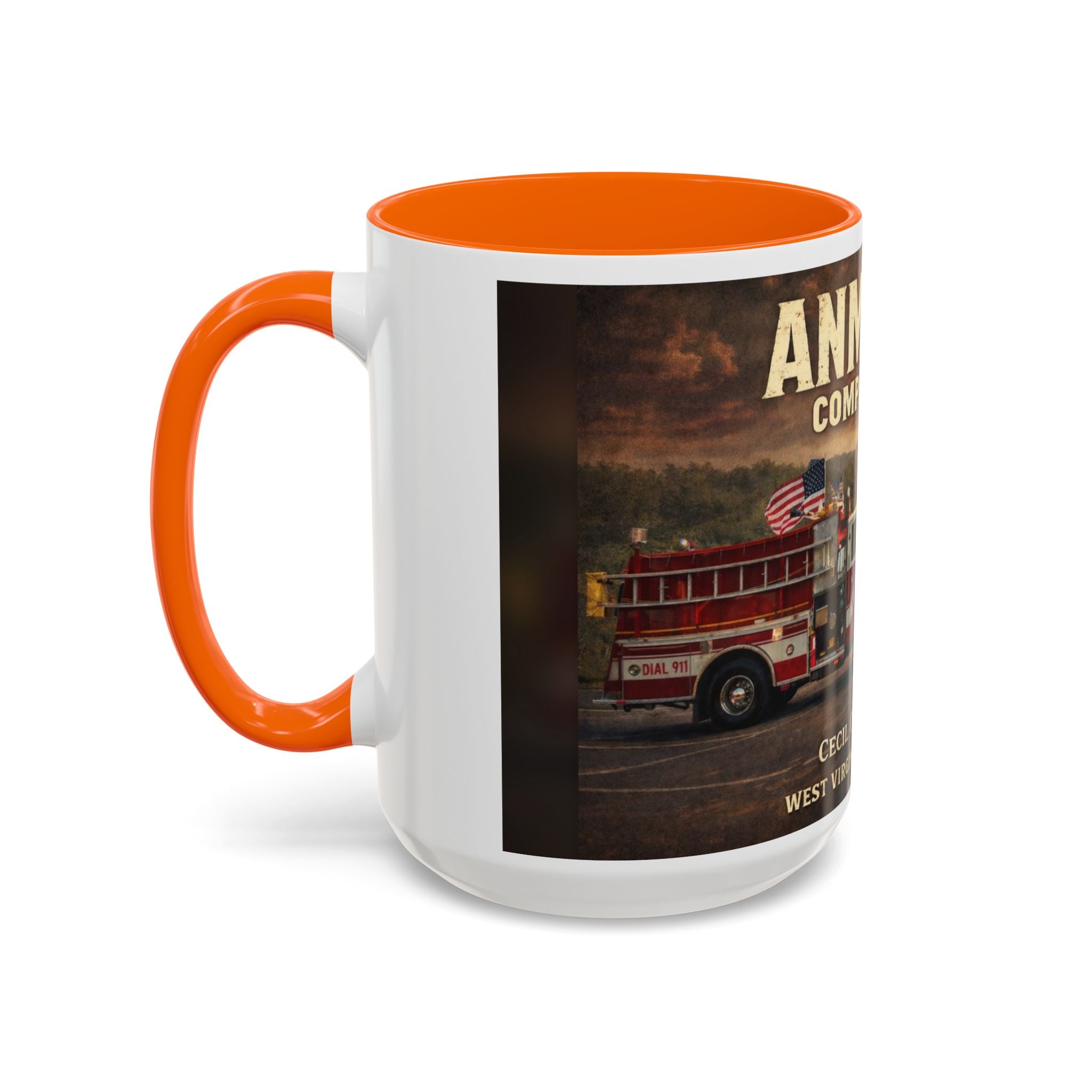 Anmoore Company One Firetruck Accent Coffee Mug: 'Hold That Line' West Virginia Country Music Tribute