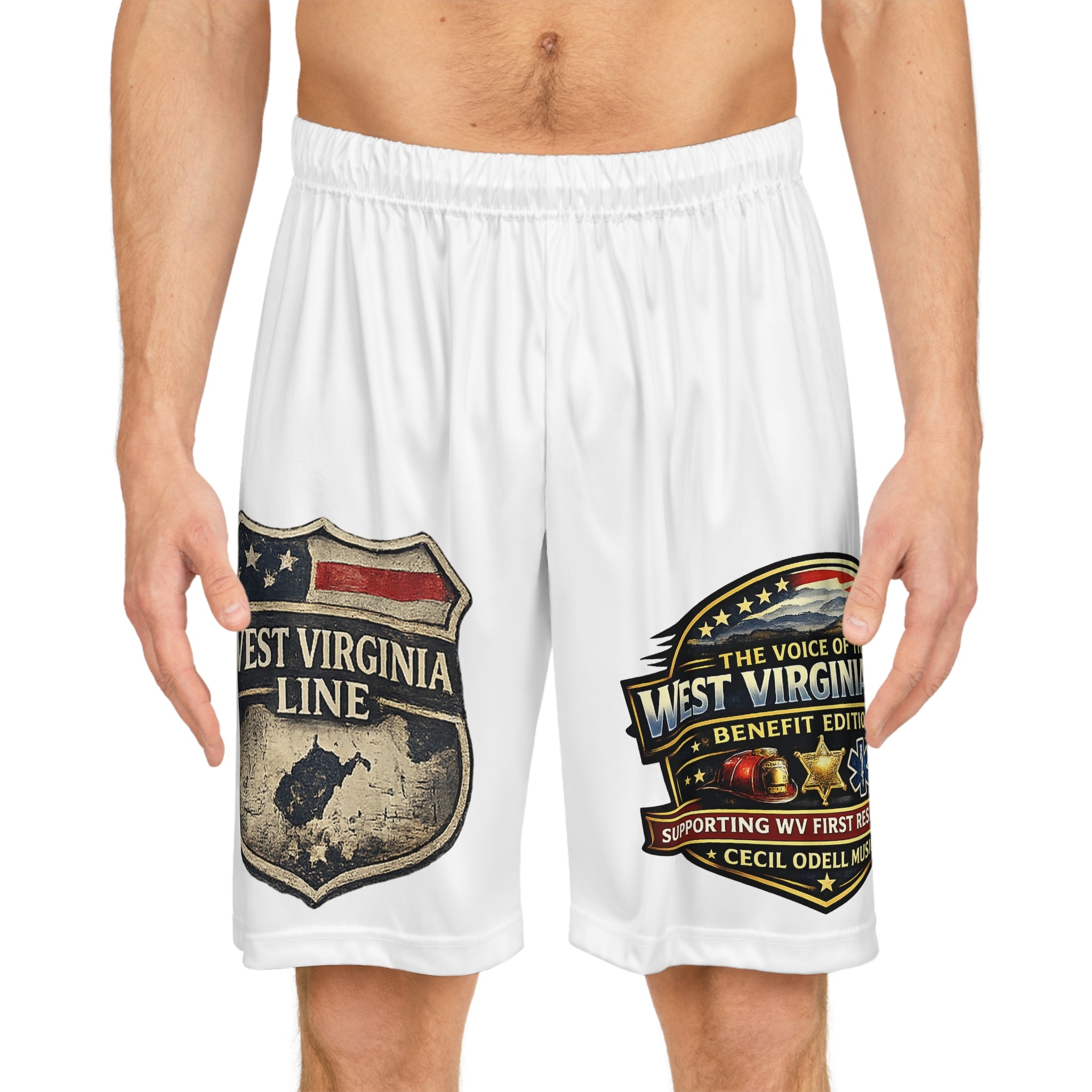 West Virginia Logo Basketball Shorts: Vintage State Pride AOP Athletic Shorts