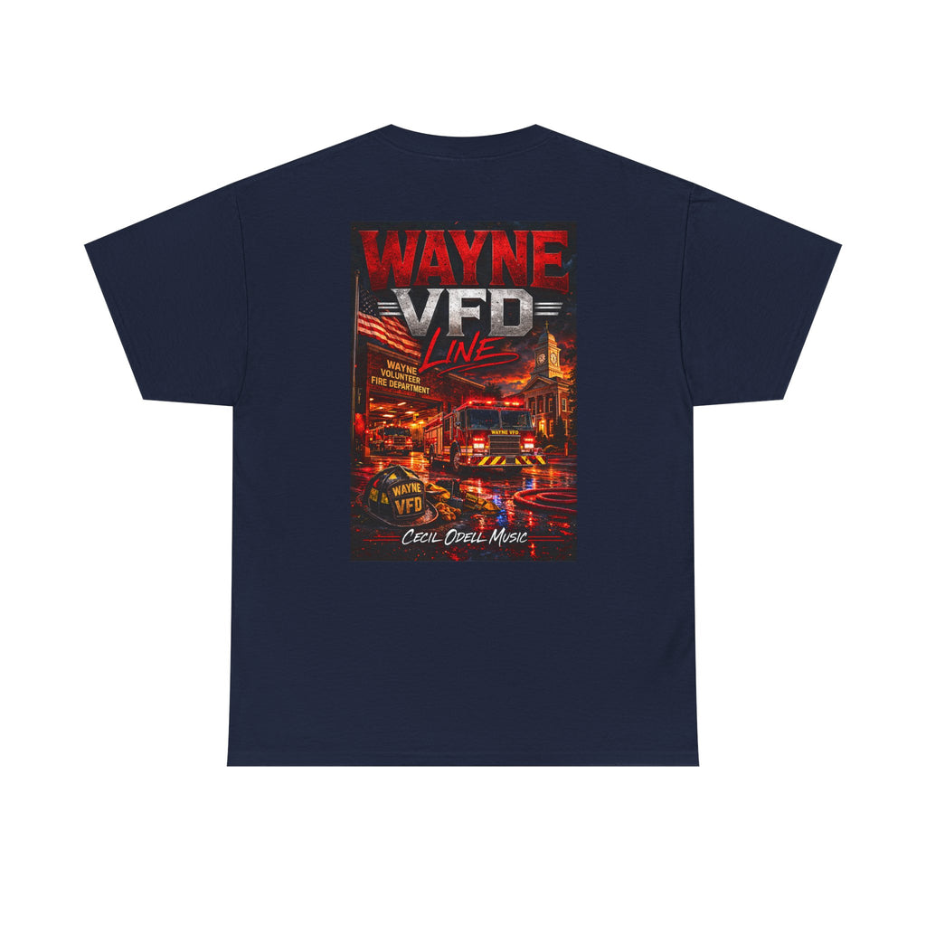 Wayne VFD Line Graphic Tee: Retro Firefighter Poster Shirt