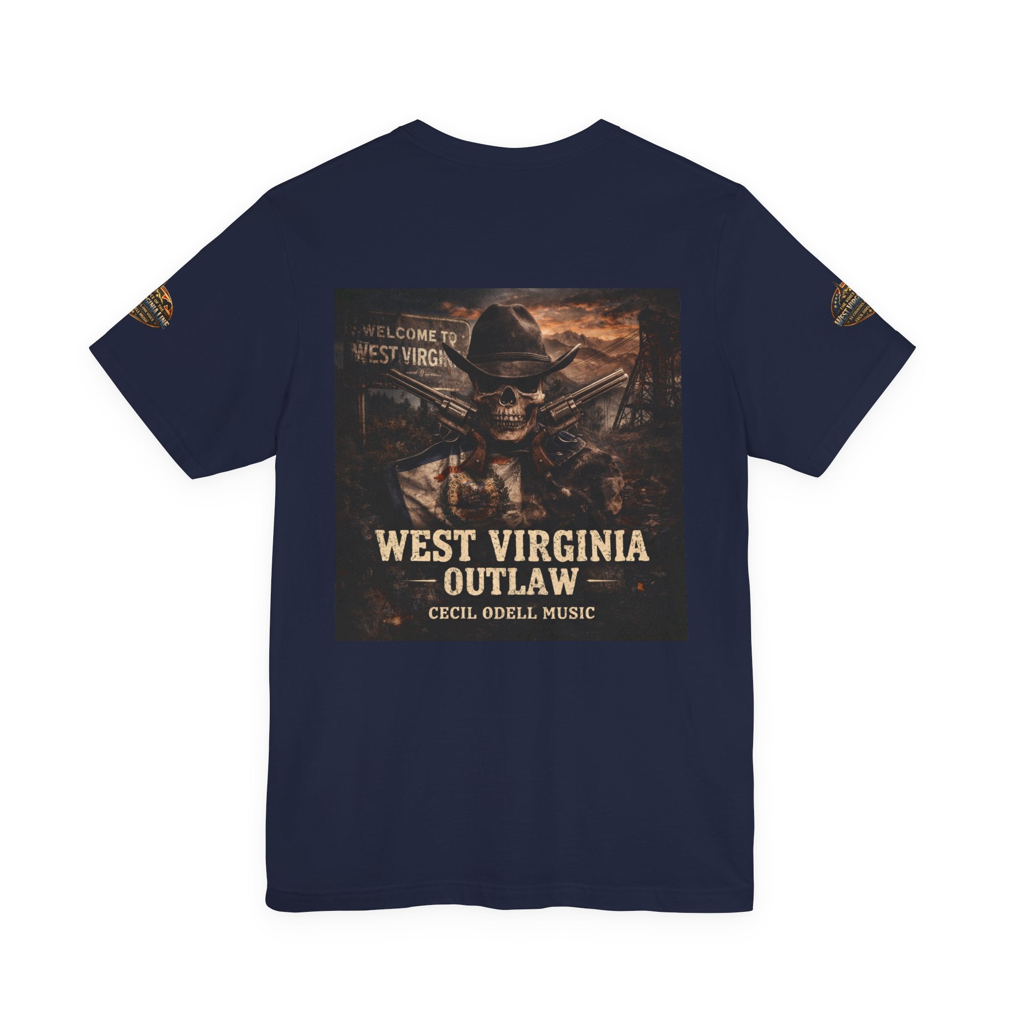 West Virginia Outlaw T-Shirt: Rustic Skull & Guns Country Graphic Tee