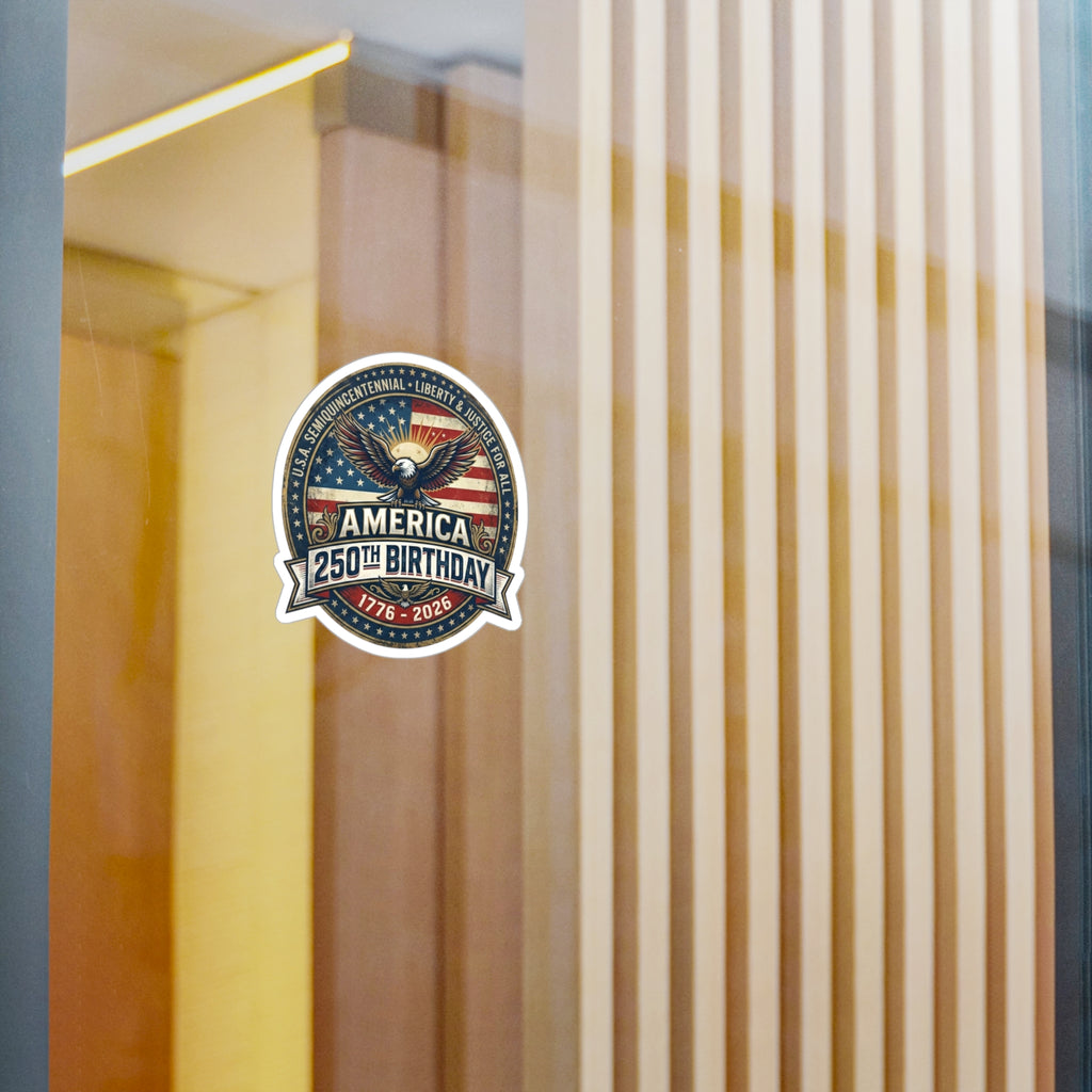 America 250th Birthday Kiss-Cut Vinyl Sticker: 1776, 2026 Patriotic Eagle Decal