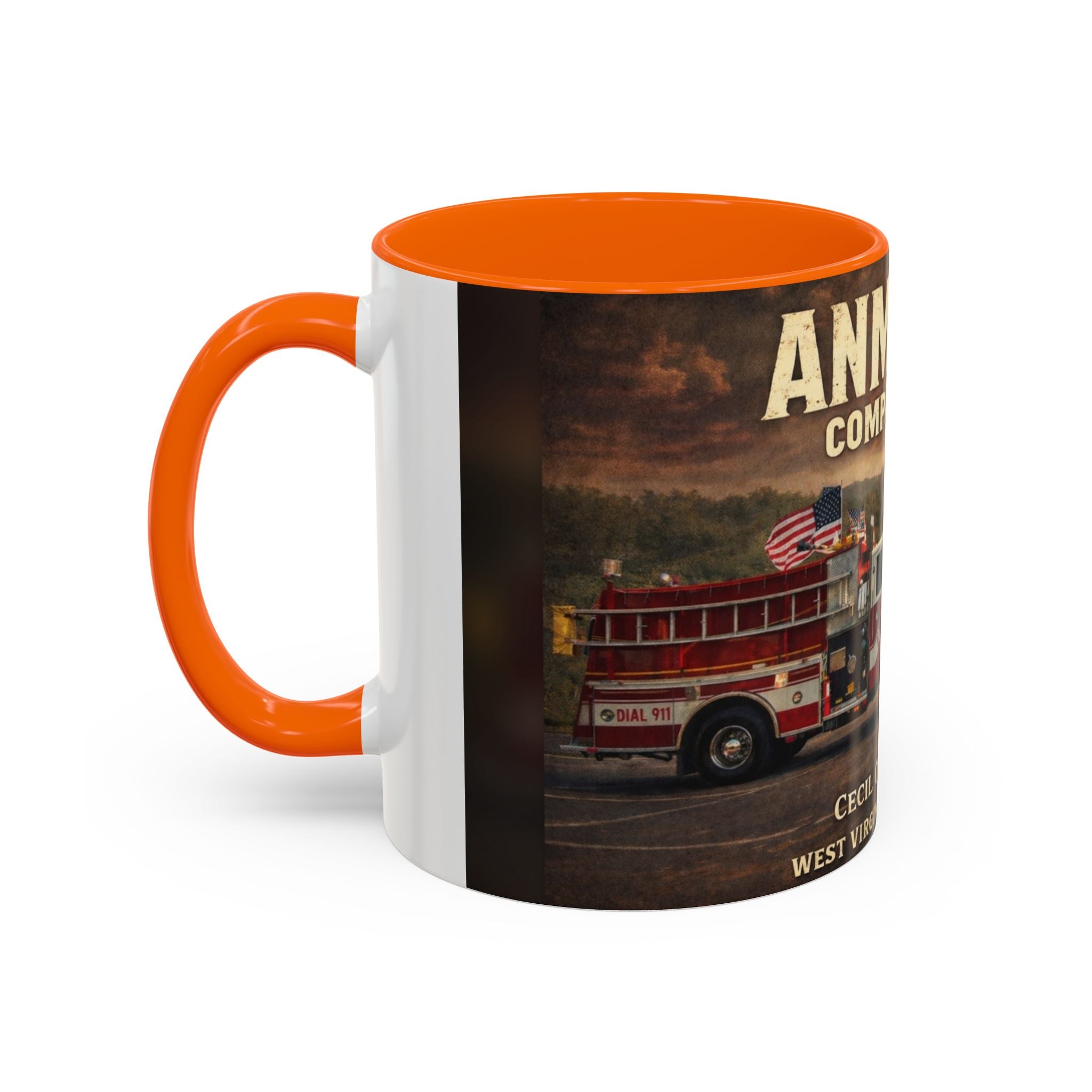 Anmoore Company One Firetruck Accent Coffee Mug: 'Hold That Line' West Virginia Country Music Tribute