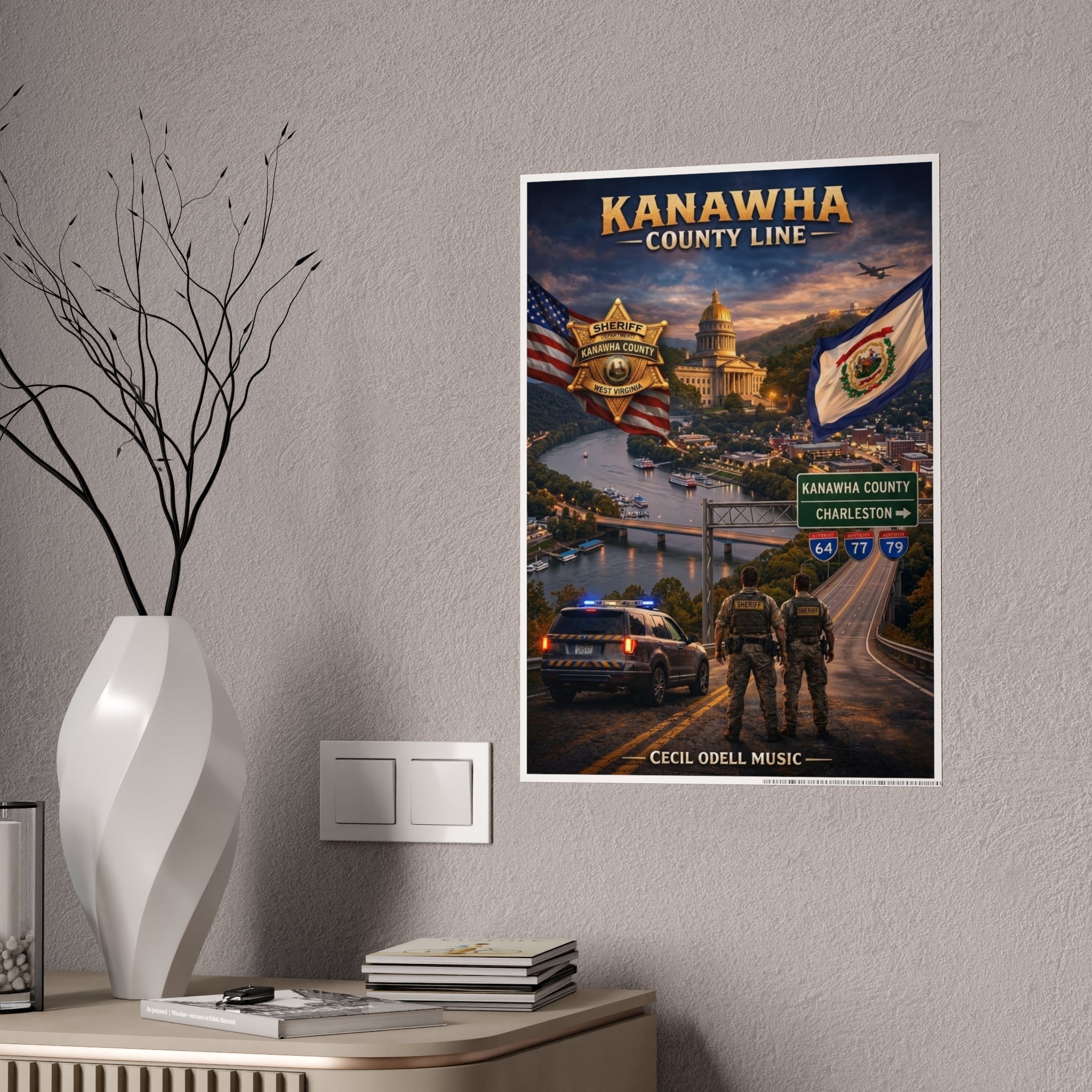 Kanawha County Line Gloss Poster: West Virginia County Pride Wall Art