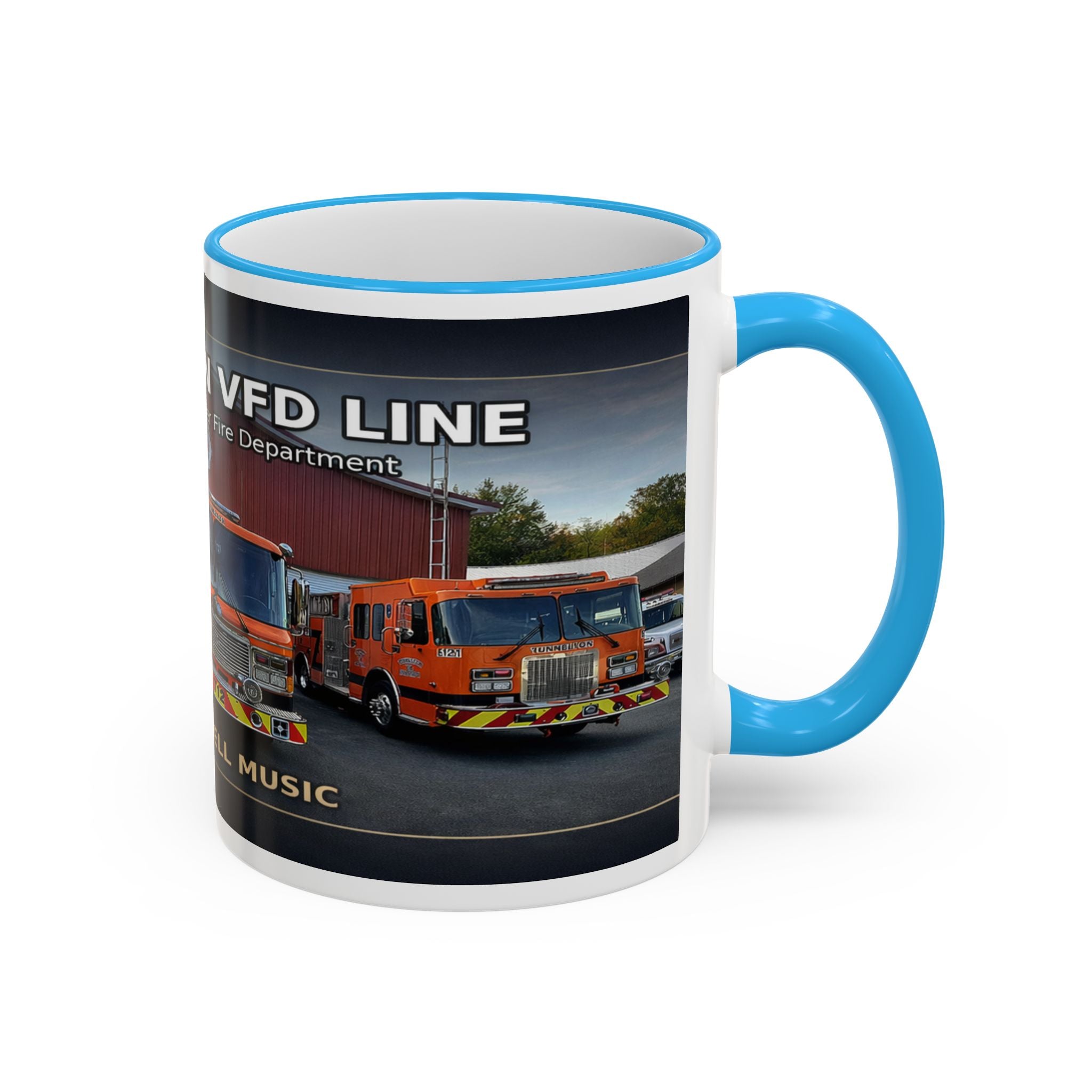 Fire Truck Photo Accent Rim Mug: "Cecil Odell Music" Volunteer Fire Department Tribute (11oz/15oz)