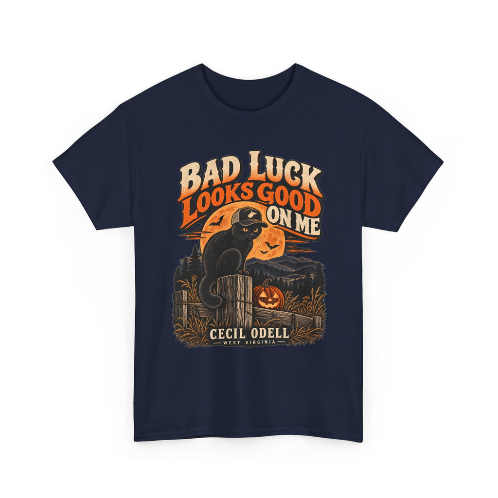 Bad Luck Looks Good on Me Halloween Tee | Cecil Odell