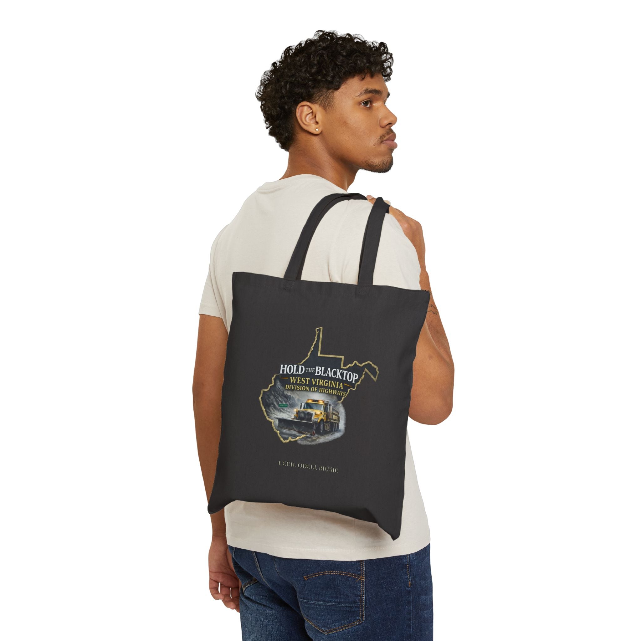 West Virginia Road Trip Tote Bag: “Hold the Blacktop” Music Design