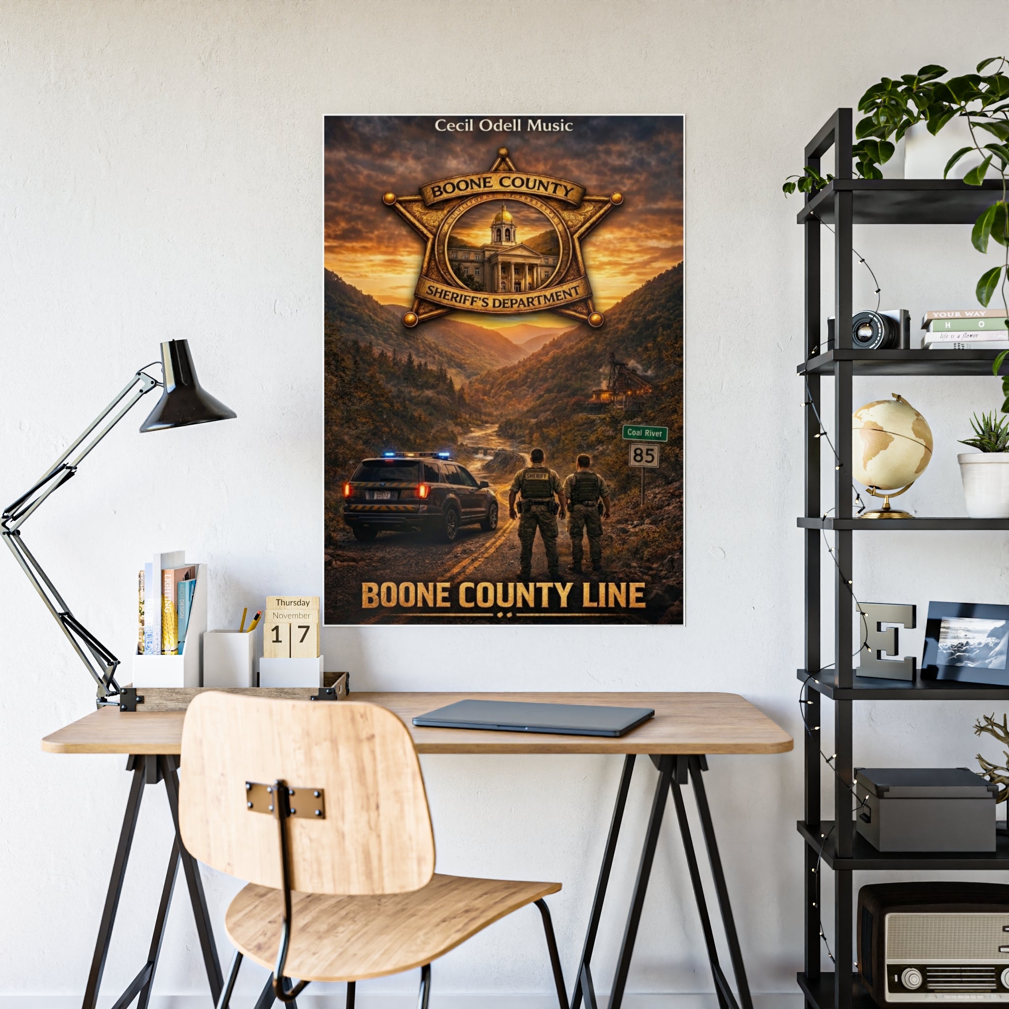 Boone County Line Gloss Poster: Sheriff Badge Landscape Art Print