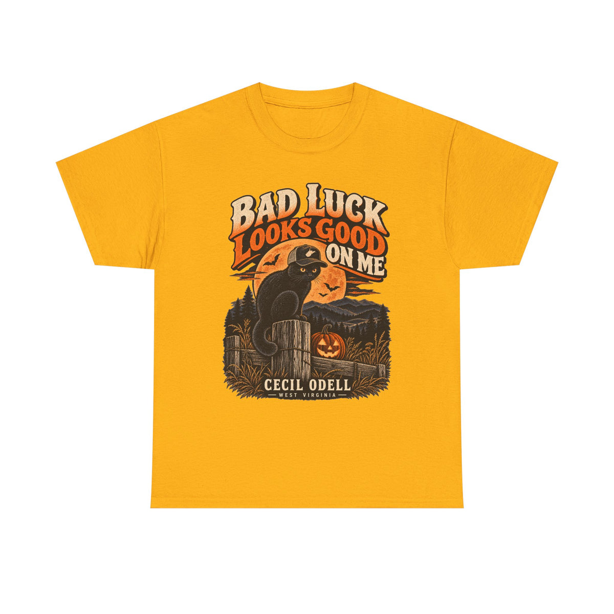 Bad Luck Looks Good on Me Halloween Tee | Cecil Odell