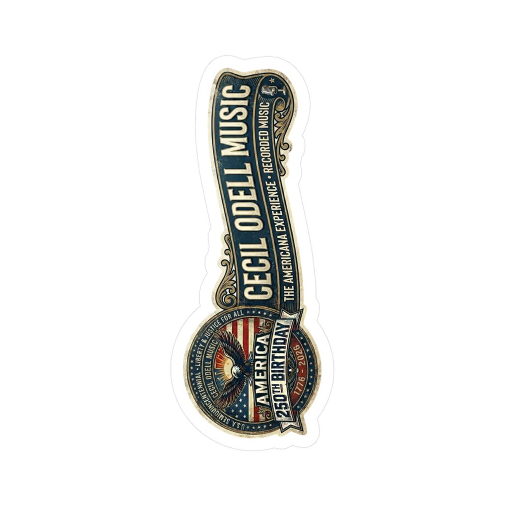 Cecil Odell Music Banjo Kiss-Cut Vinyl Sticker: Vintage Americana Music Decal