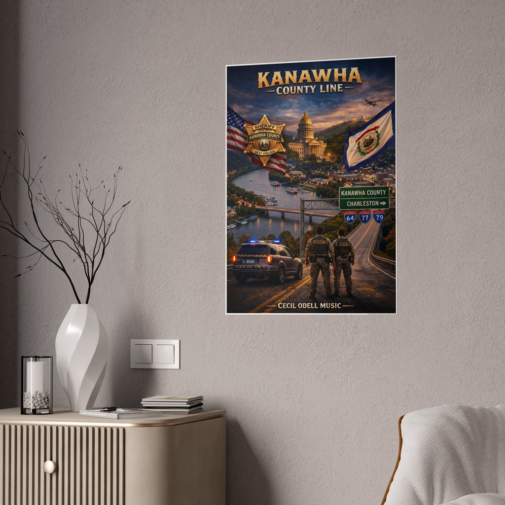 Kanawha County Line Gloss Poster: West Virginia County Pride Wall Art
