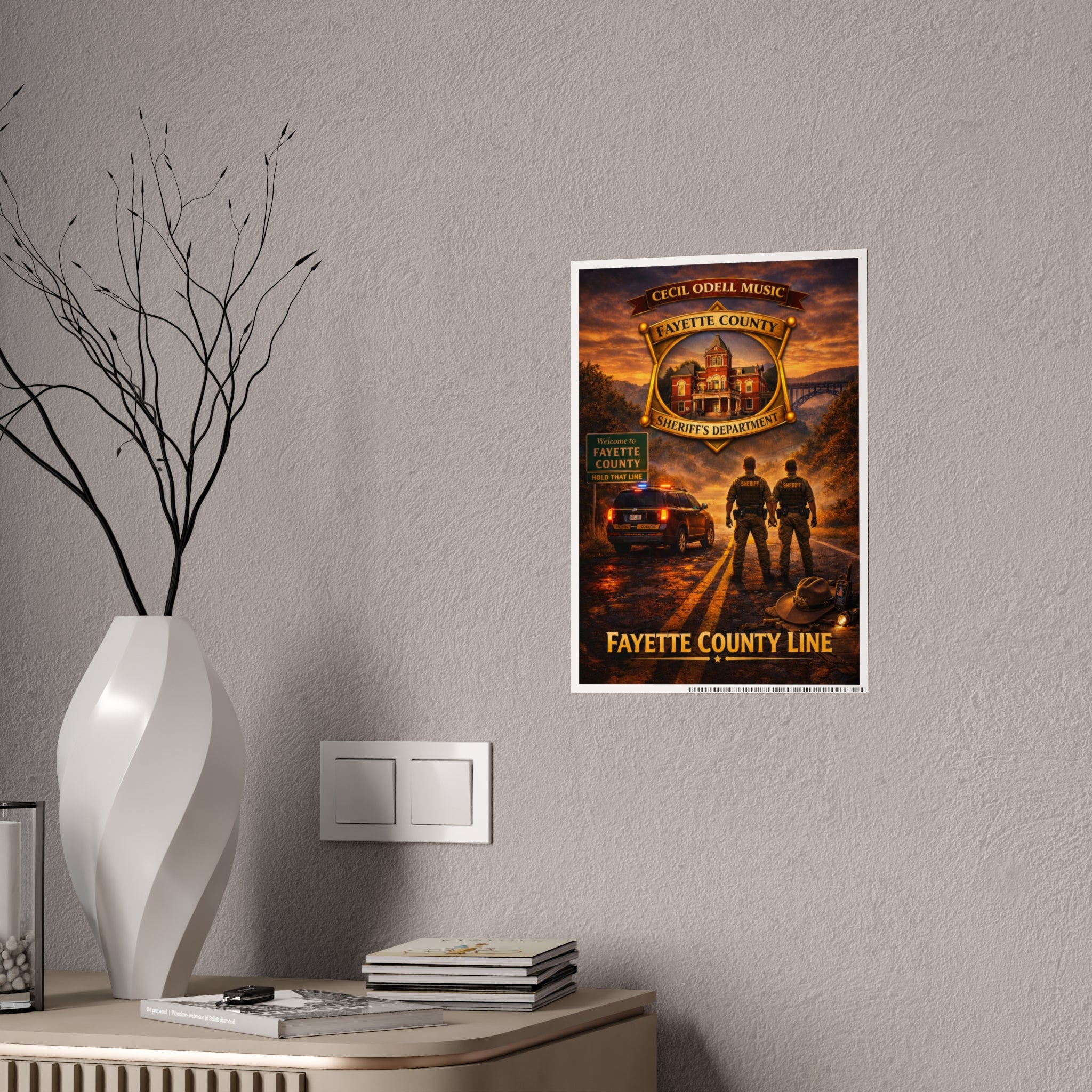 Fayette County Line Sheriff Poster: Gloss Police Badge Wall Art
