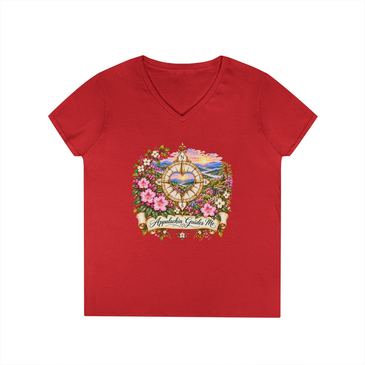 Appalachia Guides Me Floral - Ladies' V-Neck T-Shirt