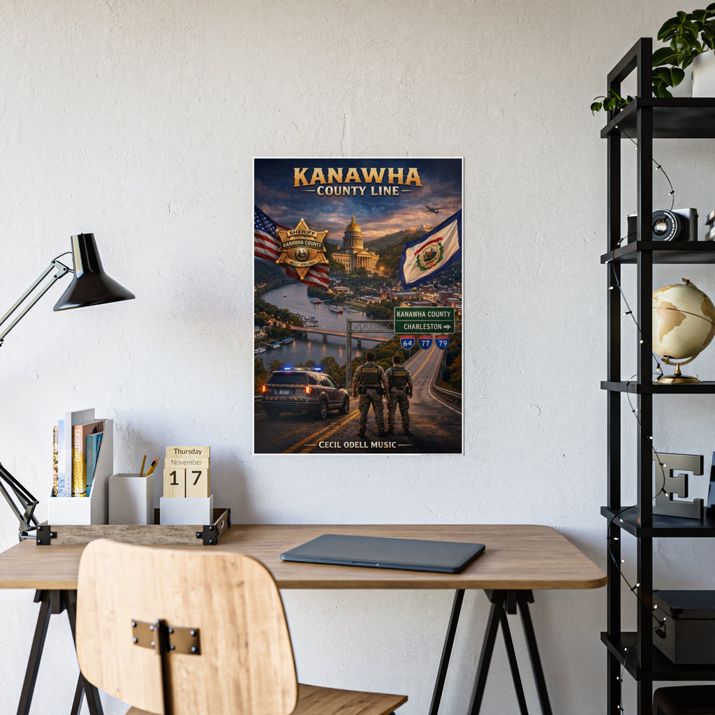 Kanawha County Line Gloss Poster: West Virginia County Pride Wall Art