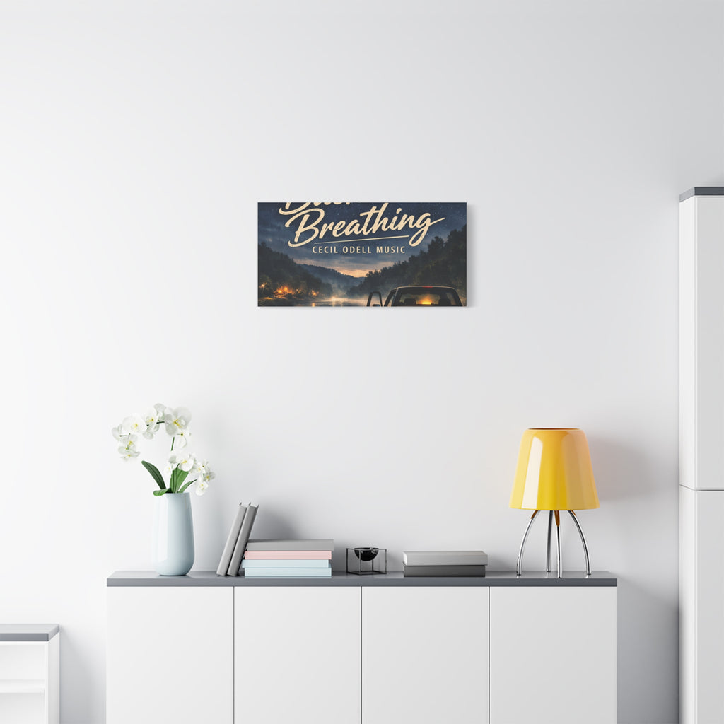 Backroad Breathing Matte Canvas Wall Art: Night Truck Landscape Music Print
